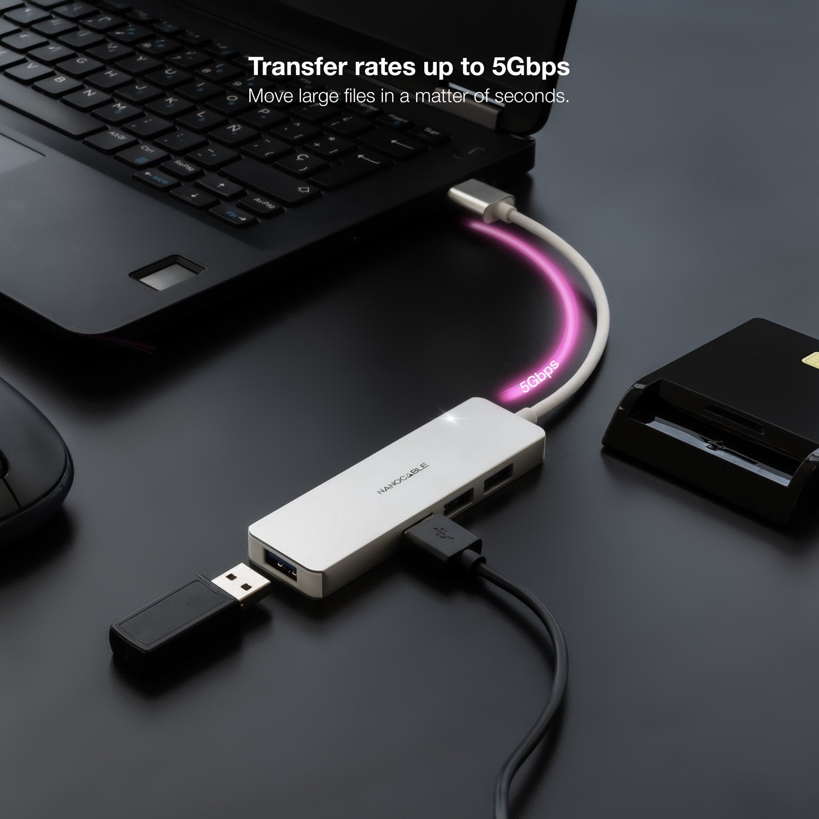 EAN 8433281015517 - Nanocable 10.16.4602 base para portátil y replicador de puertos Alámbrico USB 3.2 Gen 1 (3.1 Gen 1) Type- imagen 4