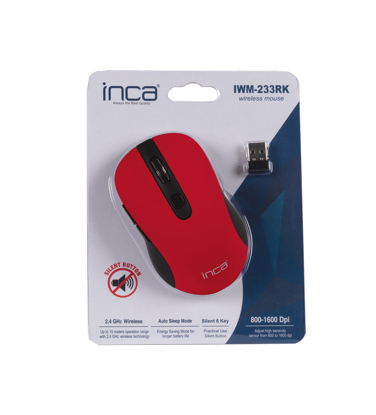 Inca Raton Iwm-233rk 1600 Dpi,Wireless,6 Tamen,Red 2,4ghz