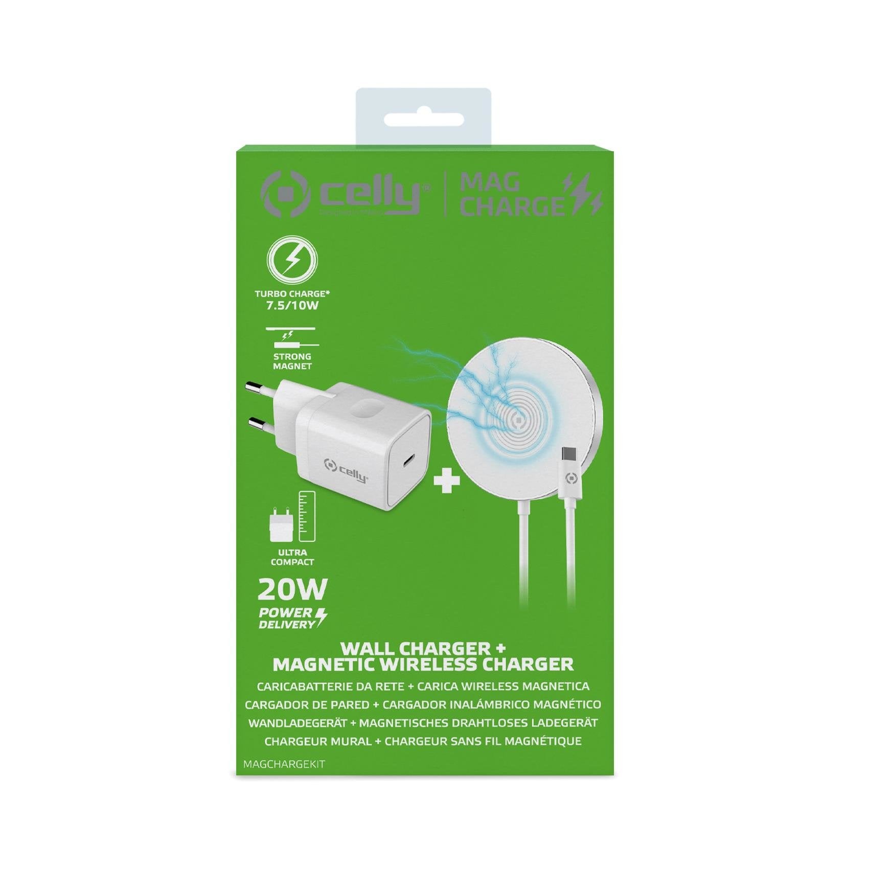 EAN 8021735189954 - Celly Magchargekit Universal Blanco Corriente alterna Cargador inalámbrico Interior imagen 1