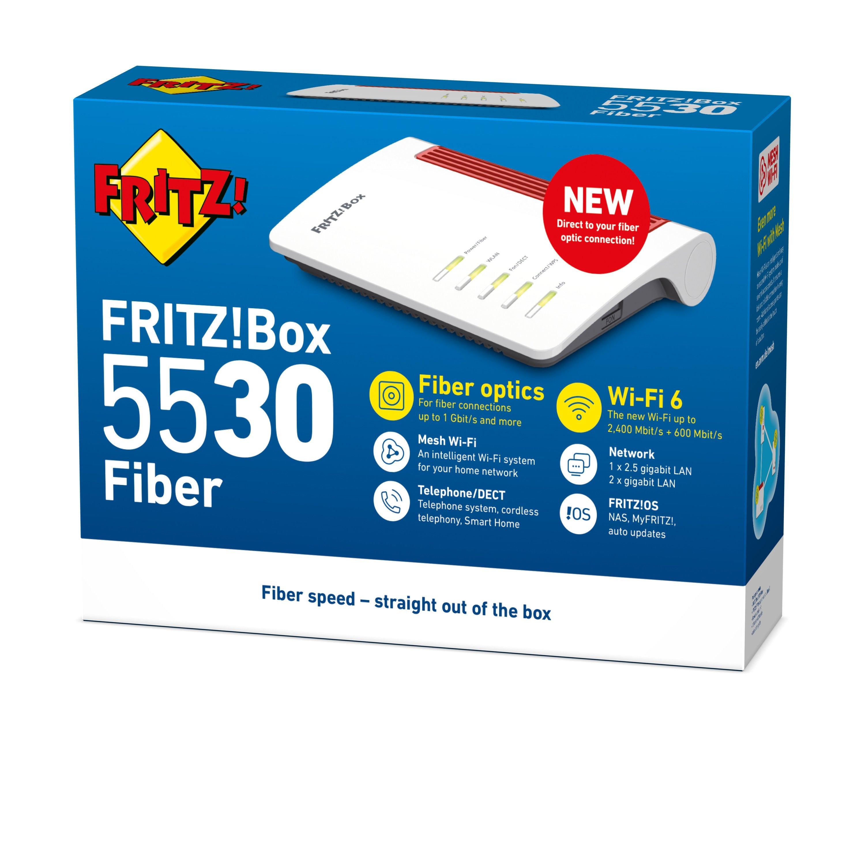 Router Inalámbrico Fritz!Box 5530 Fiber Edition Internation 2.5 Gigabit Ethernet Doble Banda (2,4 Ghz / 5 Ghz) Blanco