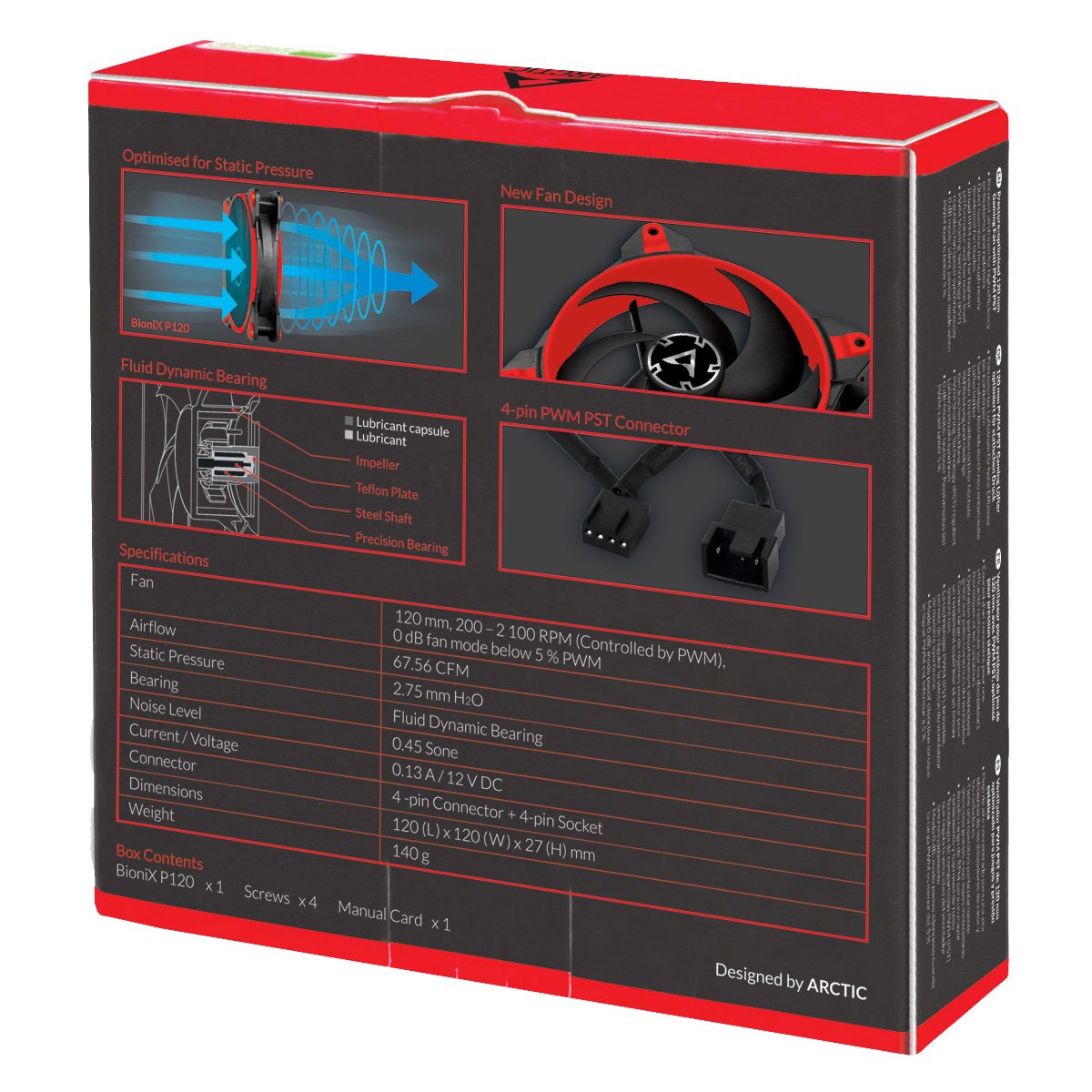EAN 4895213701266 - ARCTIC BioniX P120 Carcasa del ordenador Ventilador 12 cm Negro, Rojo imagen 7