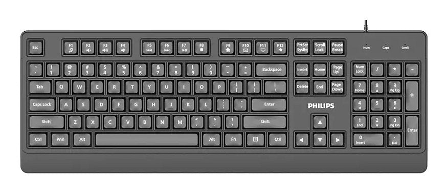 Teclado Philips Spk6247b Con Cable Usb 2.0 Plug And Play Accesos Multimedia Negro Mate Ergonomico