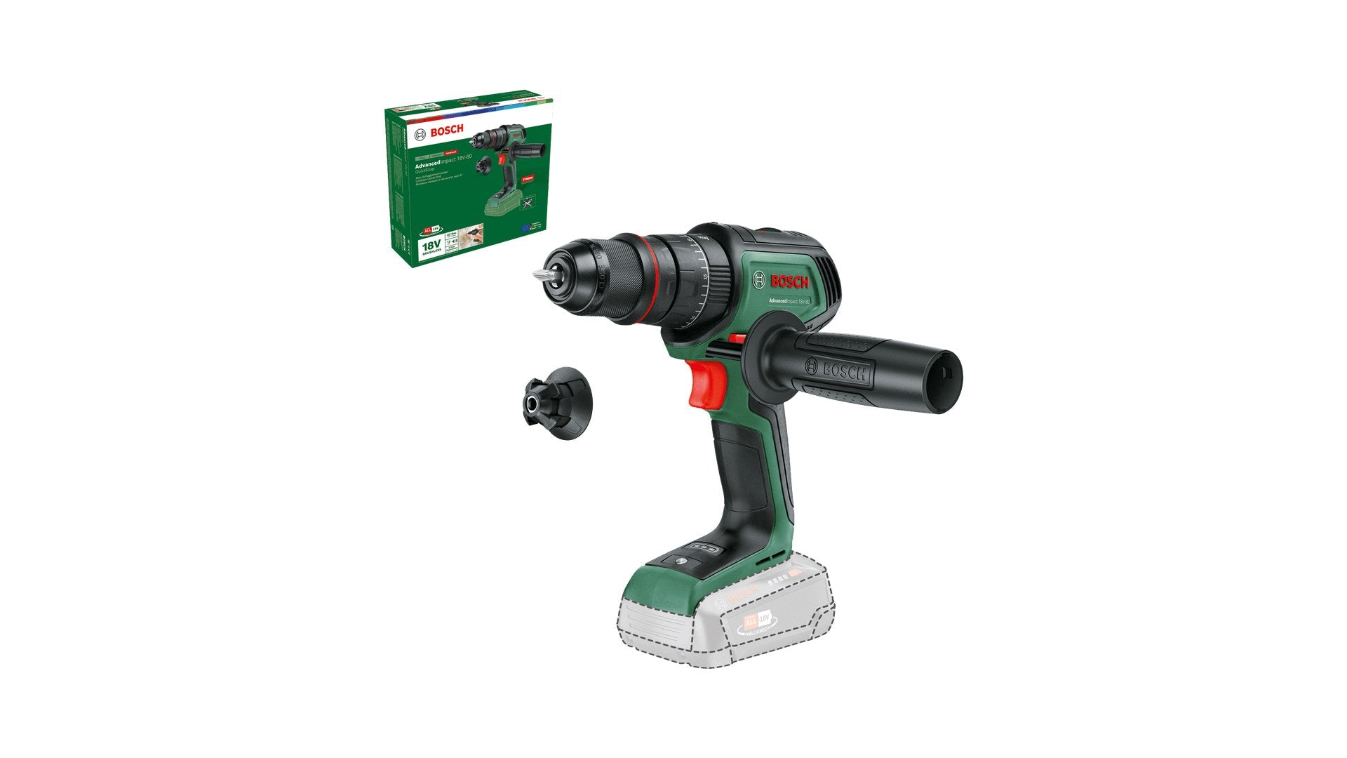 EAN 4053423239638 - Bosch AdvancedImpact 18V-80 QuickSnap -Akku-Schlagbohrmaschine imagen 4