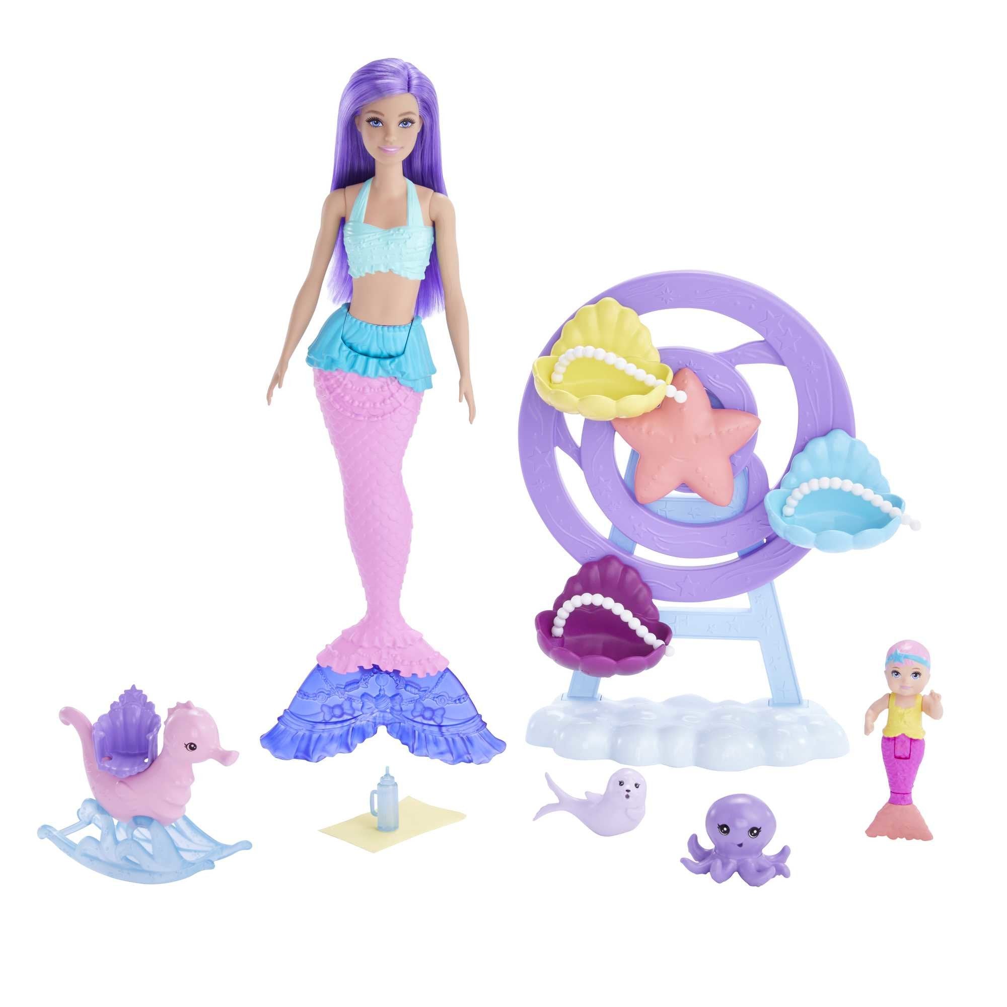 Muñeca Barbie Mattel Sirena Juego De Cuidado Con Merbaby Y Foca
