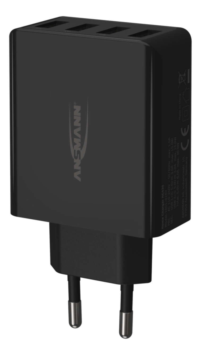 Cargador De Pared Ansmann Hc430 4xusb 3000ma Negro