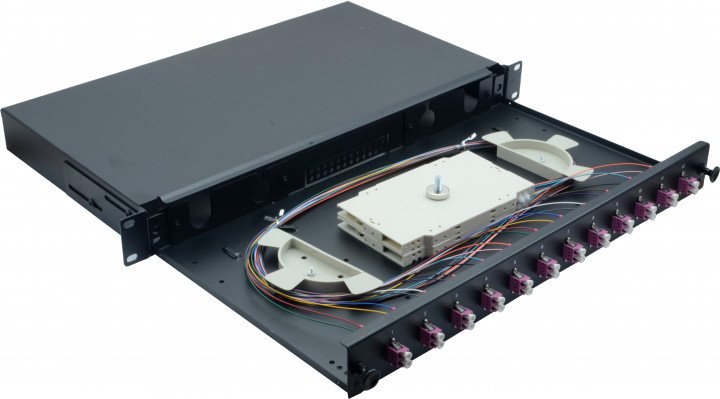 Helos Lwl 19" Spleissbox 12 X Lc Duplex Om4, Spleissfertig, Negro