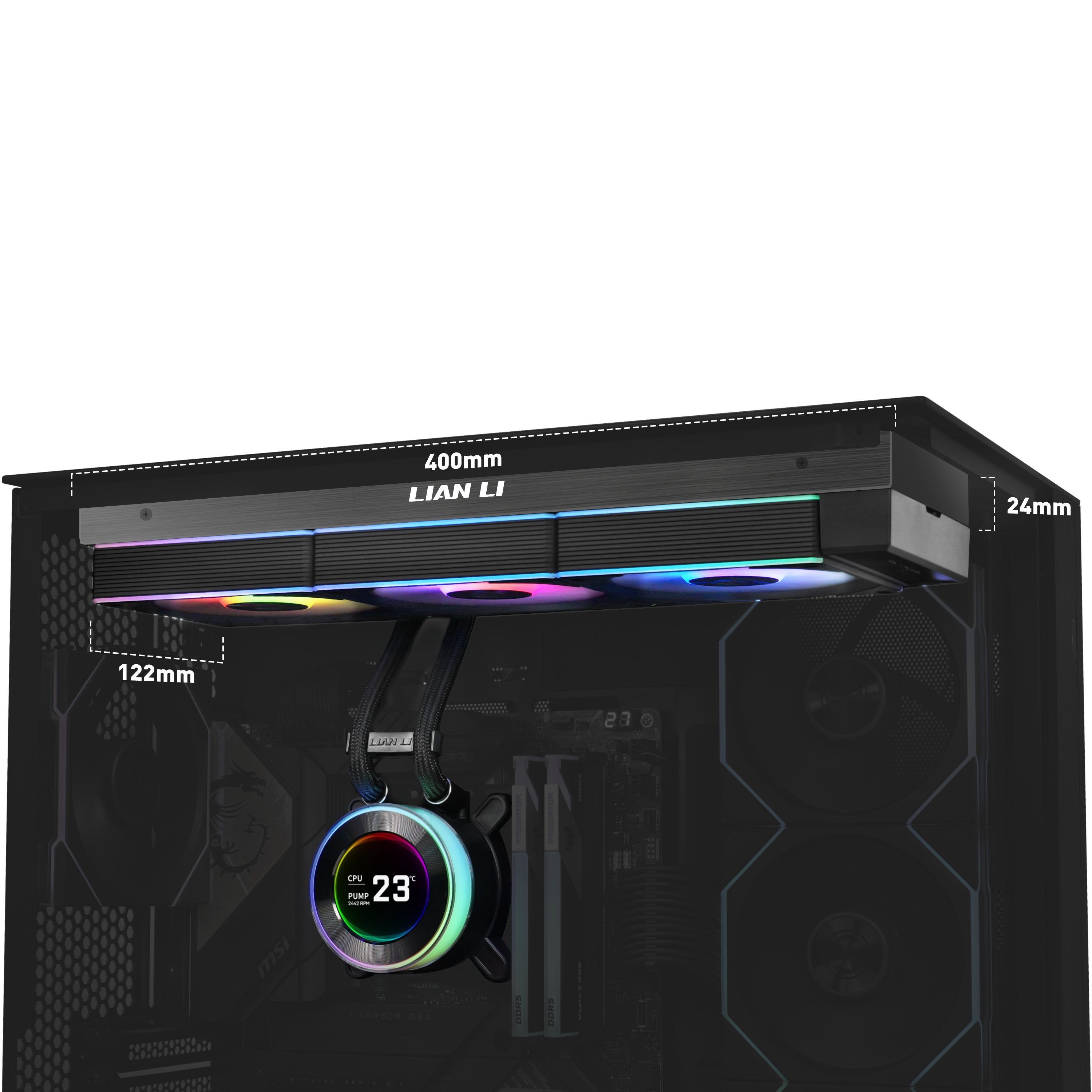 EAN 4718466017994 - Lian Li GA II Hydroshift II LCD-C 360CL Procesador Sistema de refrigeración líquida todo en uno 12 cm Neg imagen 3