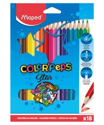 Maped Lápices De Colores Color´Peps Star C/ Certificado Fsc Surtidos En Estuche De 18