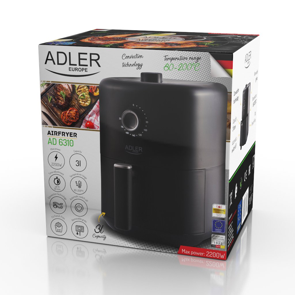 EAN 5903887803250 - Adler AD 6310 freidora Sencillo 3 L 2200 W Freidora de aire caliente Negro imagen 13