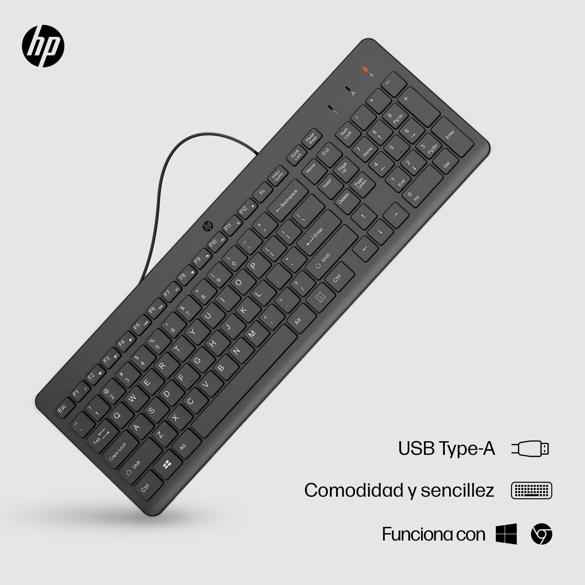 EAN 196548244140 - HP 150 USB-A Wired Keyboard teclado Universal Negro imagen 4