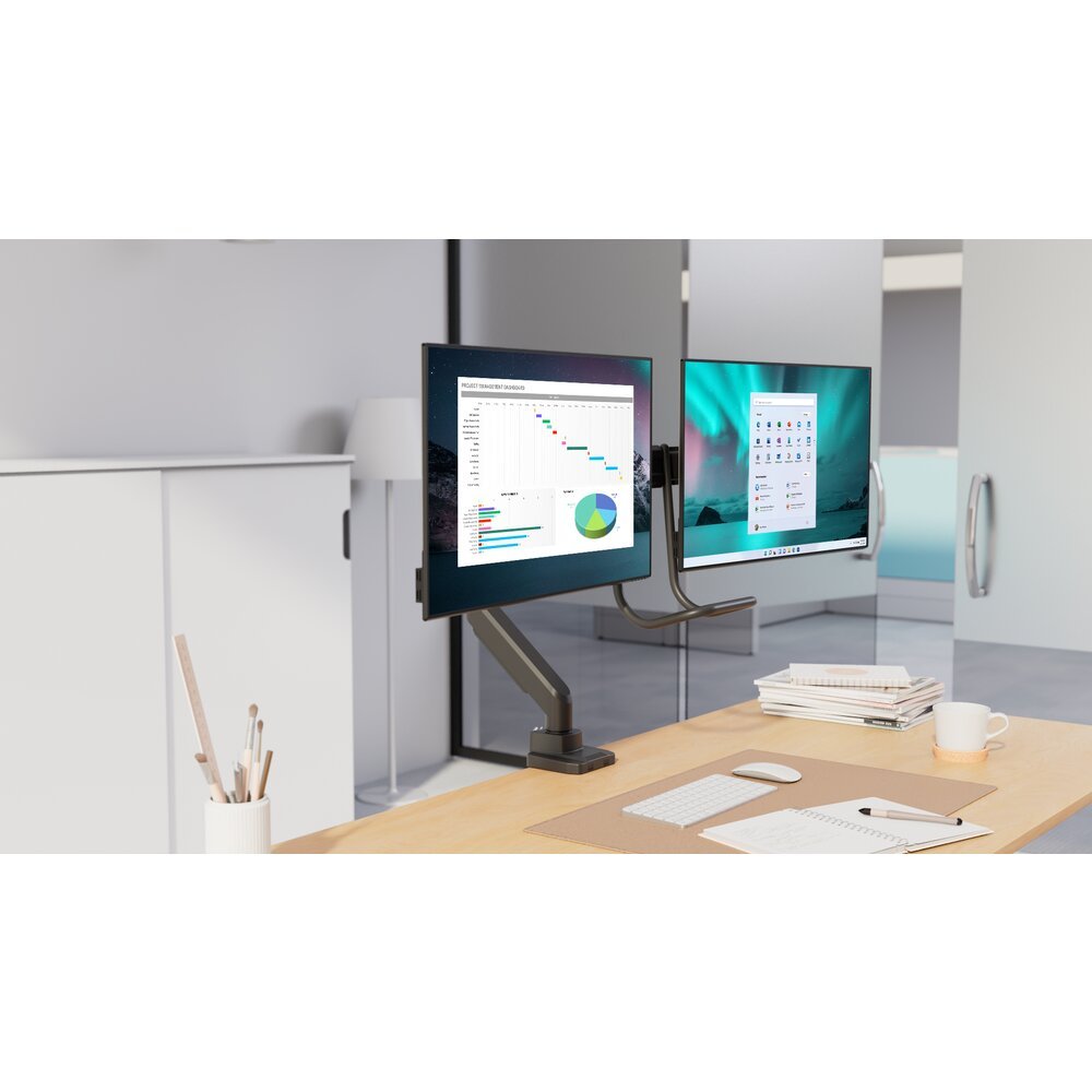Soporte Kensington Monitorarm 32",2tft,2gel.Max.9kg,Gris Smartfit