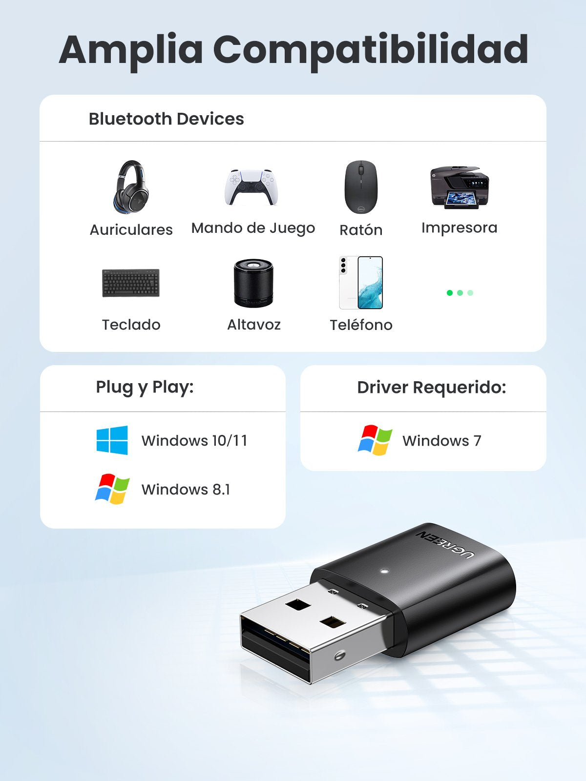 EAN 6957303888894 - Ugreen 80889 adaptador y tarjeta de red Bluetooth 20 Mbit/s imagen 3