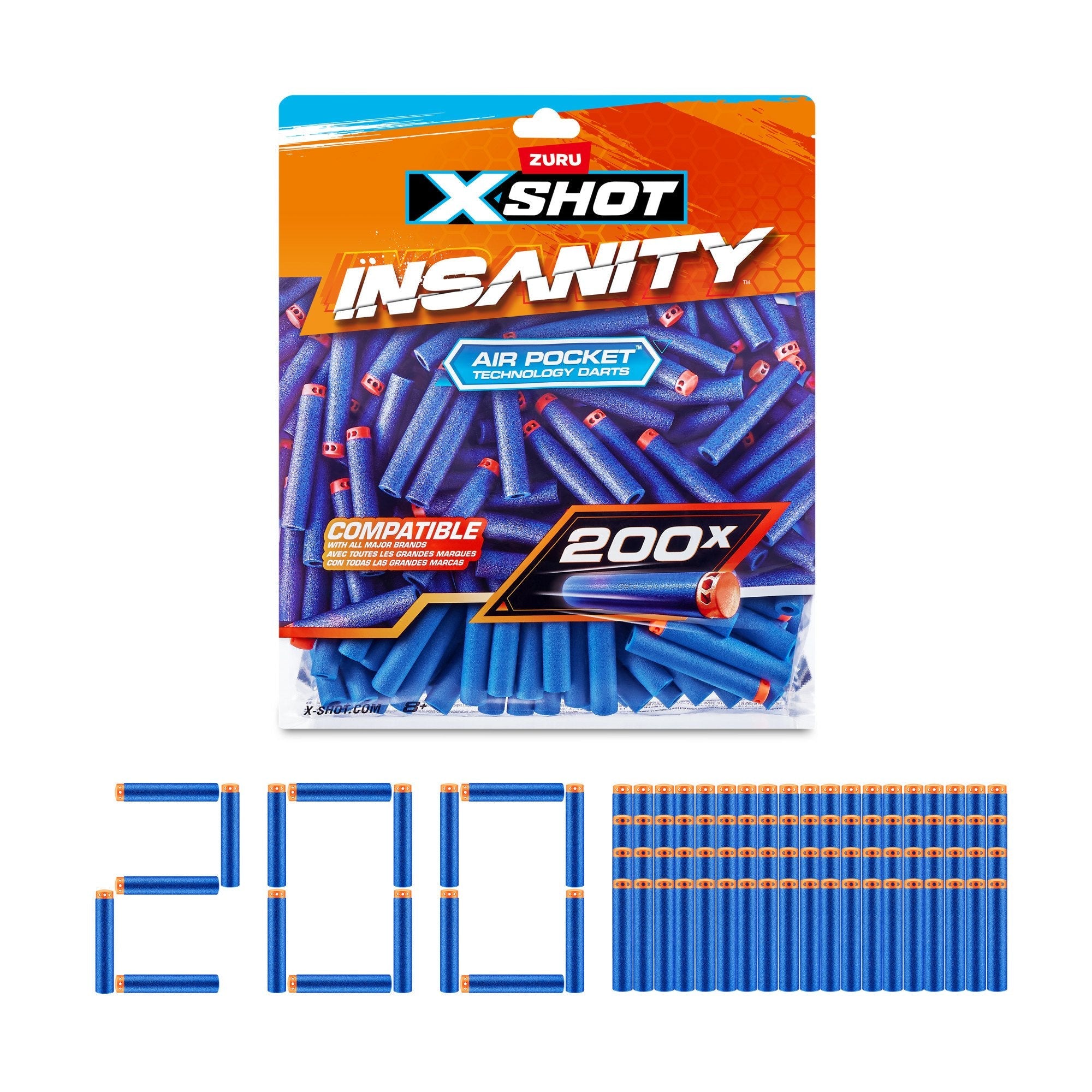 S001-X-Shot-Insanity 200 Pk Refill Darts Foilbag
