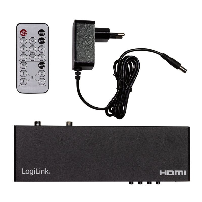 Switch Logilink Hd0049 Matriz Hdmi 4x2 Puertos, 4k / 60hz, Escalador, Hdr, Arc