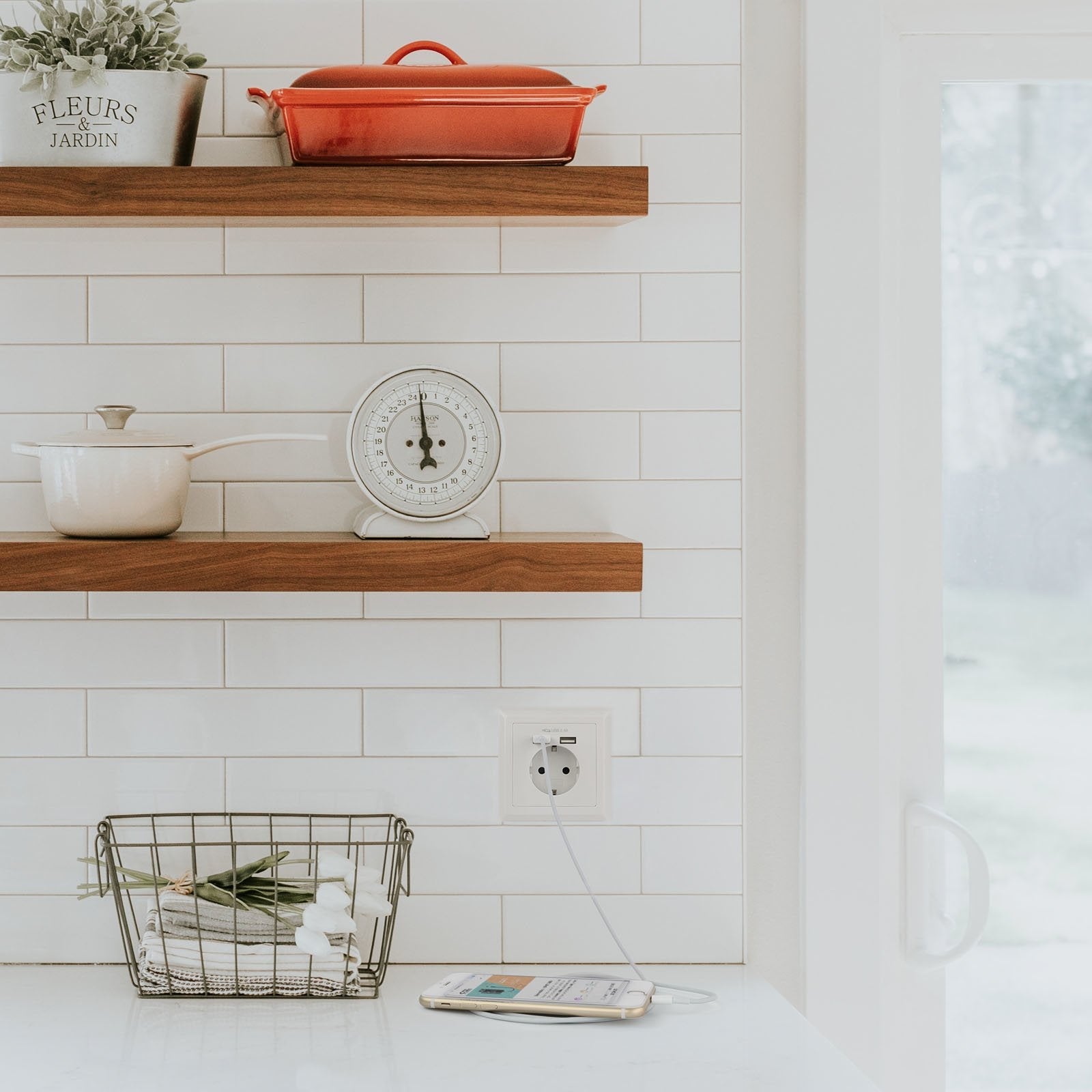 Nanocable Roseta Base De Enchufe De Pared Empotrable Tipo Schuko Con 2 Tomas Usb 2.4a - Blanco