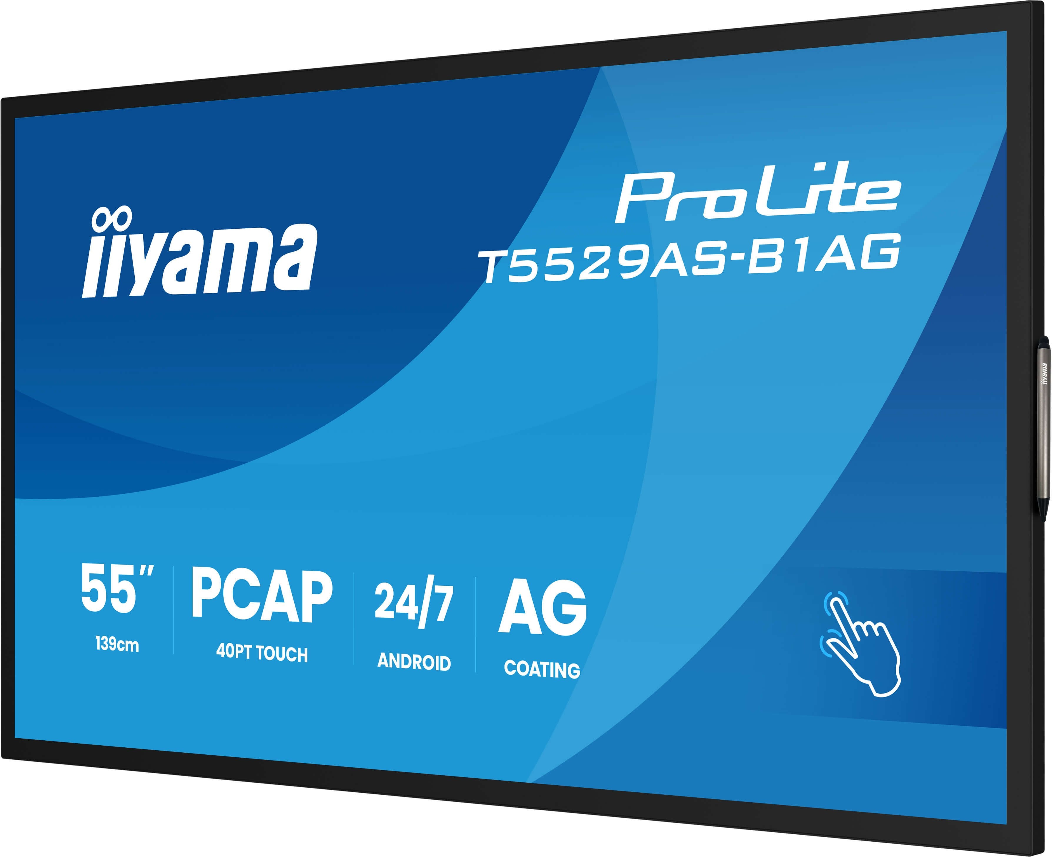 Iiyama T5529as-B1ag Pantalla De Señalización Panel Plano Interactivo 138,7 Cm (54.6") Led Wifi 500 Cd / M² 4k Ultra Hd Negro Pantalla Táctil Procesador Incorporado Android 24/7