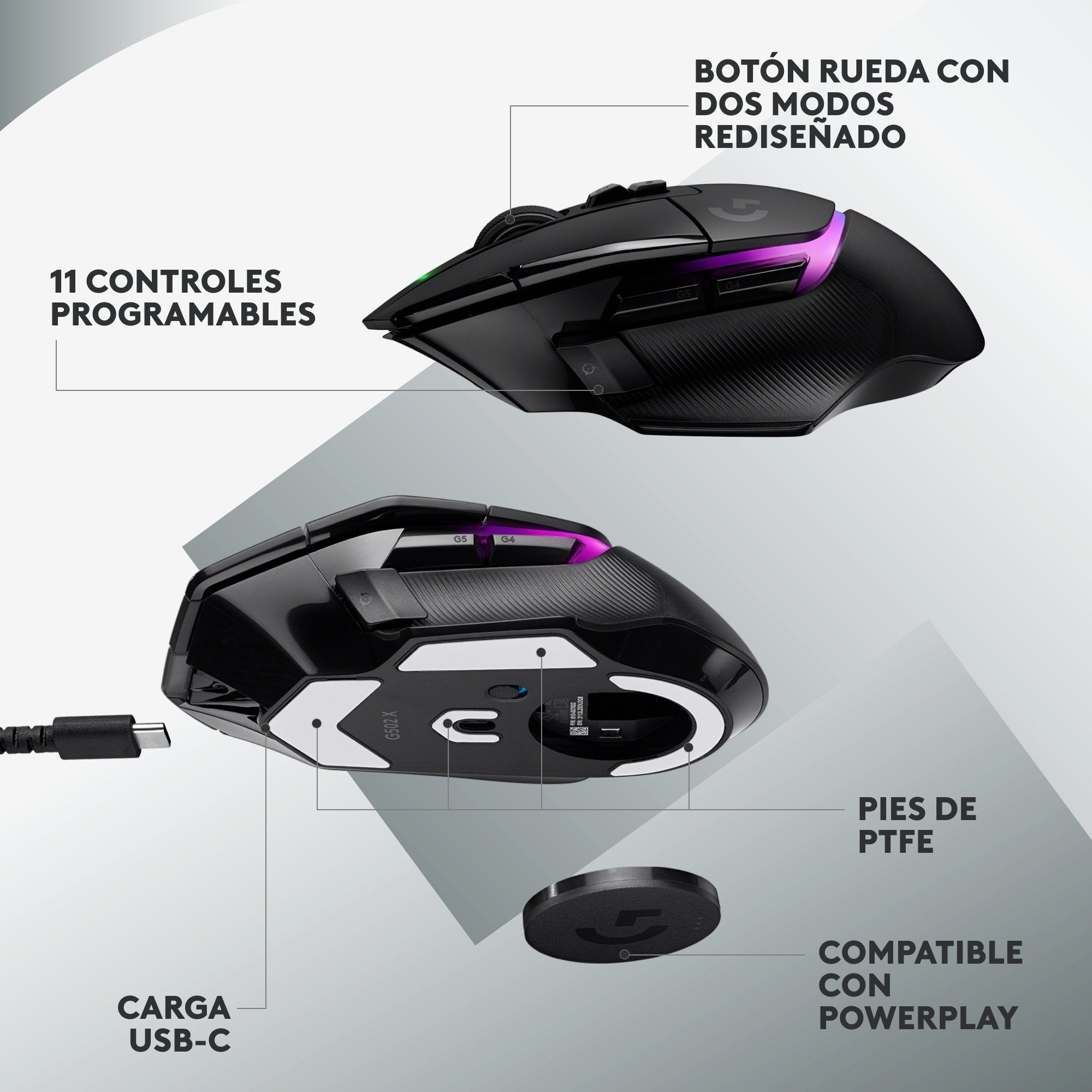 EAN 5099206096349 - Logitech G 910-006163 ratón Juego mano derecha RF inalámbrico Óptico 25600 DPI imagen 14
