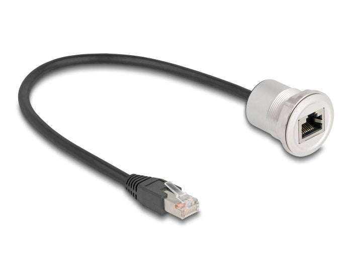 Delock Rj45 Einbaubuchse Mit Cablepeitsche Stecker Cat.5e Stp 30 Cm Aluminium