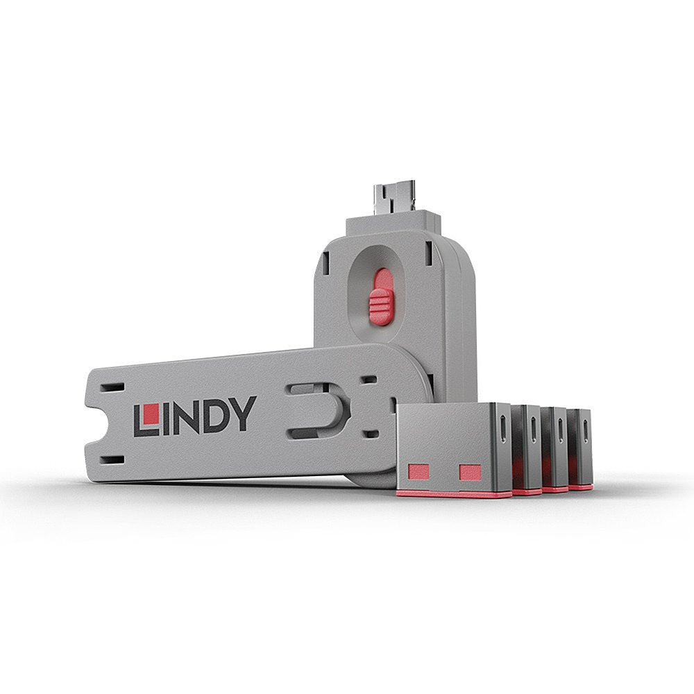 Lindy 40450 Bloqueador De Puerto + Clave Usb Tipo A Rosa 5 Pieza(S)