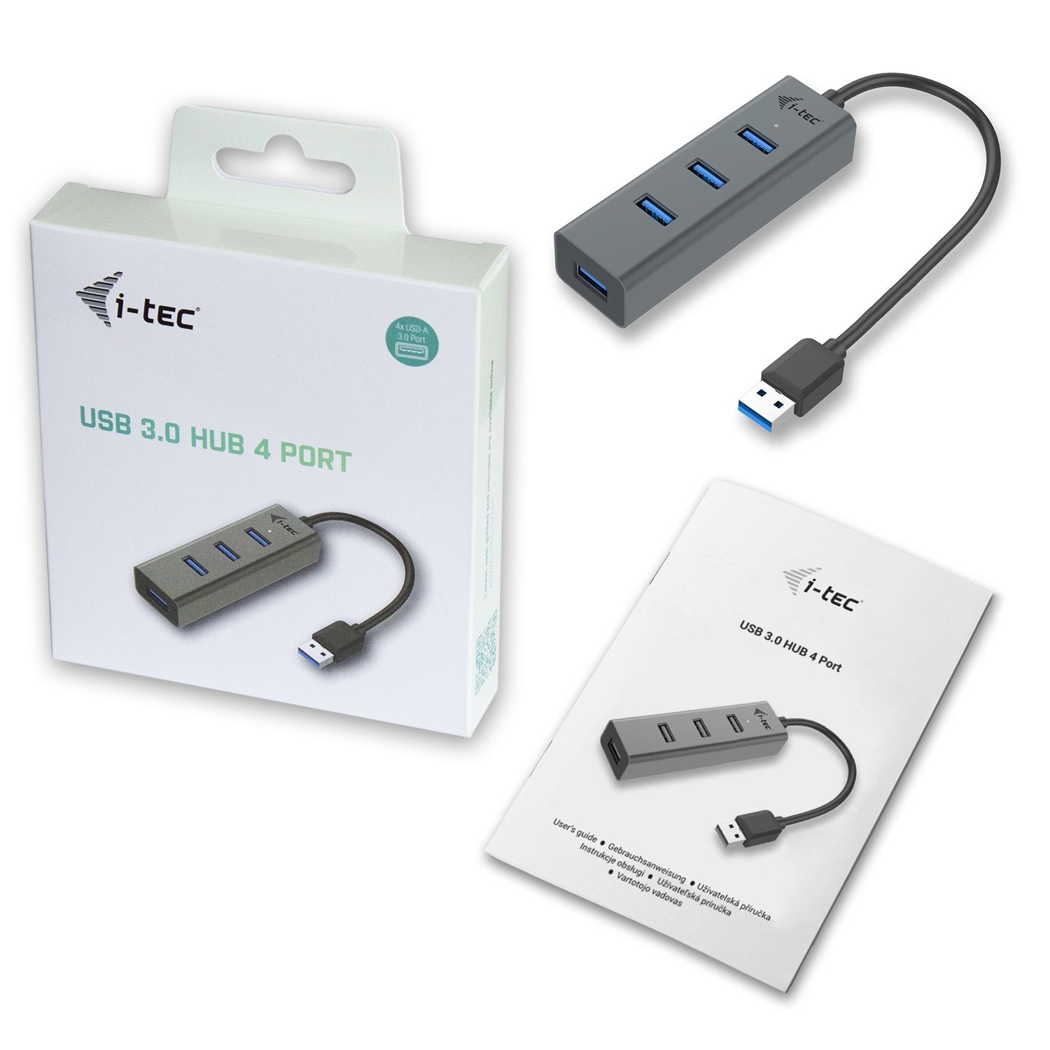 I-Tec Hub 4 Puertos Usb 3.0 Metal Sin Adaptador De Corriente Ideal Para Portatiles Ultrabook Pc Soporte Gane Und Mac Os