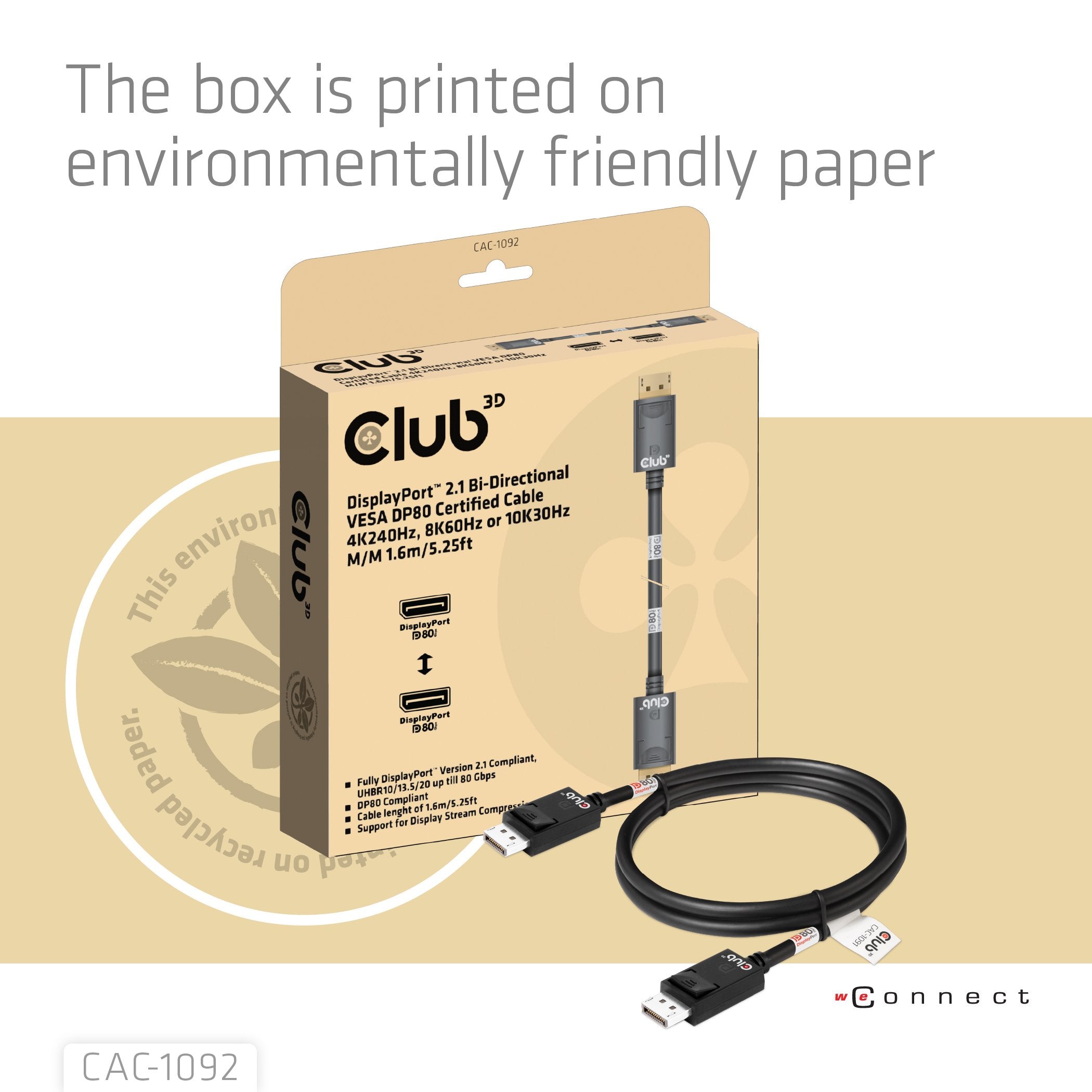 Cable Club3d Displayport 2.1 Dp80 1,6m 10k 8k 4k M M Retail