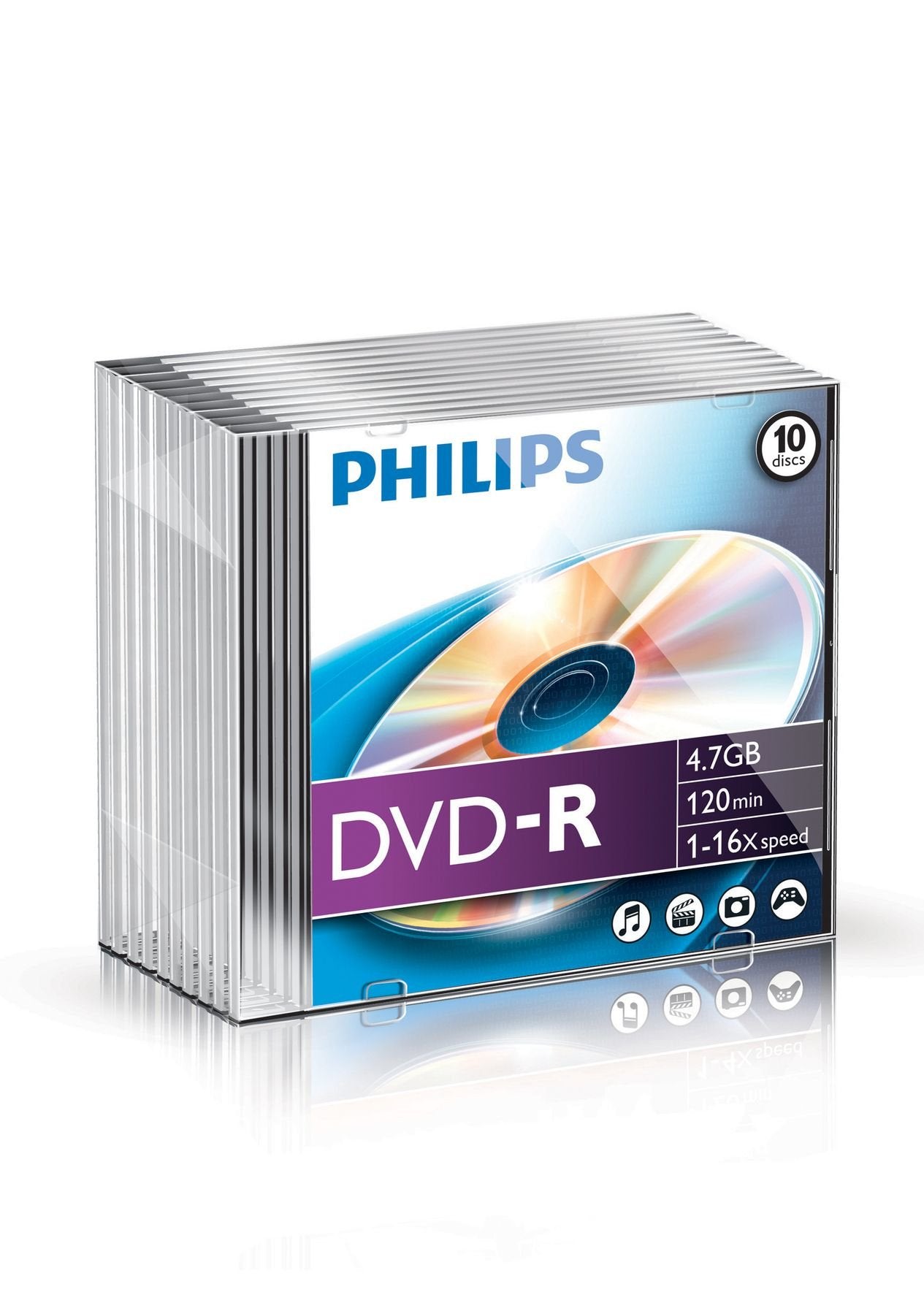 Philips Dvd+R 4,7gb Slim Case 10-Pack 16x