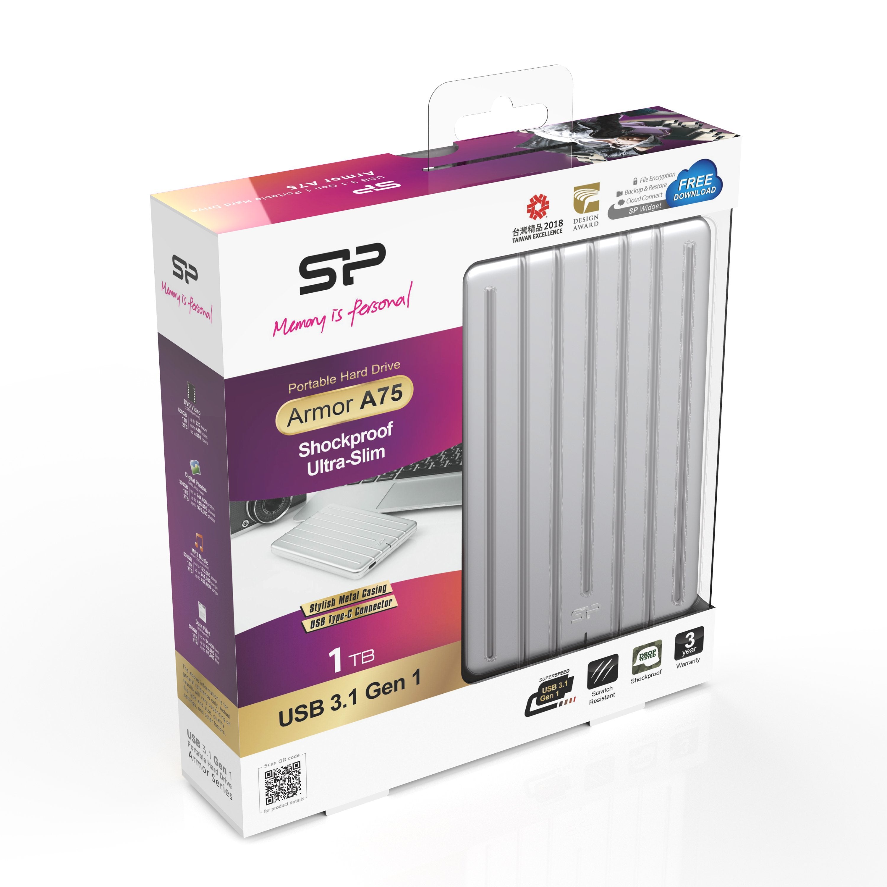 EAN 4712702659313 - Silicon Power Armor A75 disco duro externo 1 TB 2.5" USB Tipo C 3.2 Gen 1 (3.1 Gen 1) Plata imagen 6