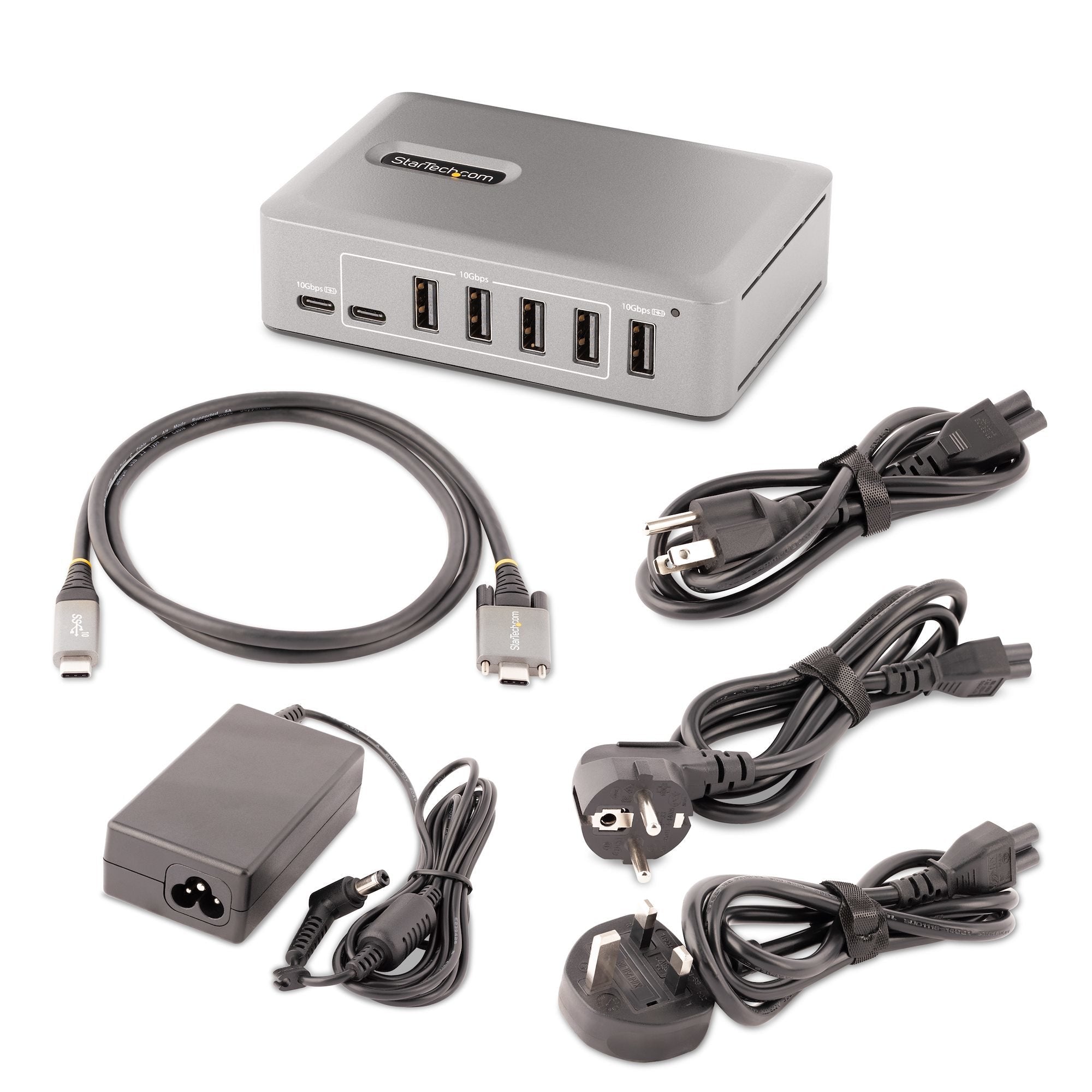 Startech Hub Usb-C De 10 Puertos - 8x Usb-A/2x Usb-C - Con Fuente De 65w - Usb 3.1 10gbps Certificación Usb-If