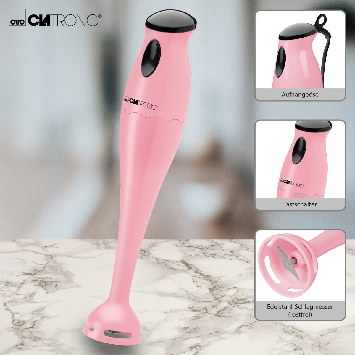 EAN 4006160639223 - Clatronic 263922 licuadora 0,5 L Batidora de vaso 180 W Rosa imagen 3