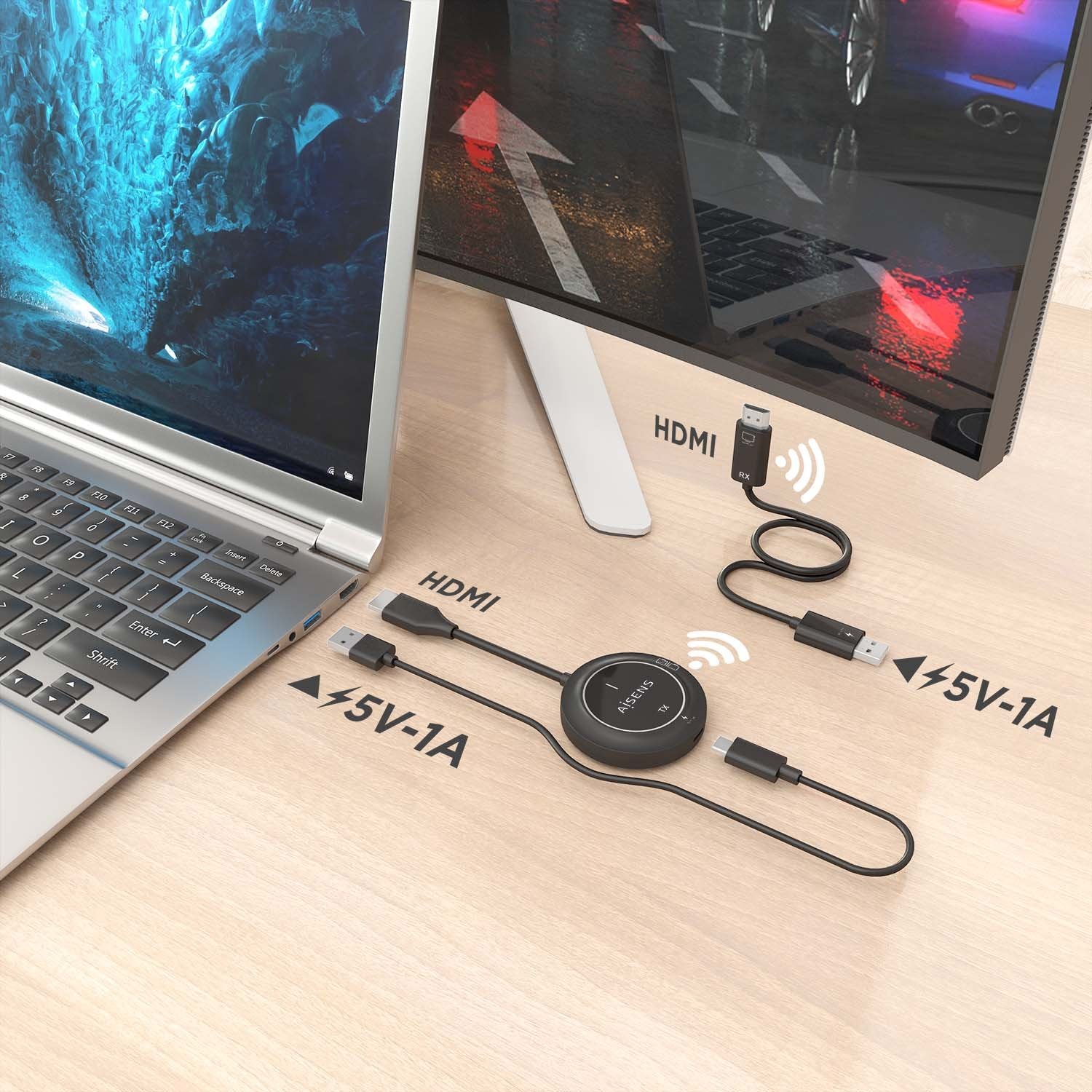 Aisens Hdmi Inalambrico 1080p 30m, Negro