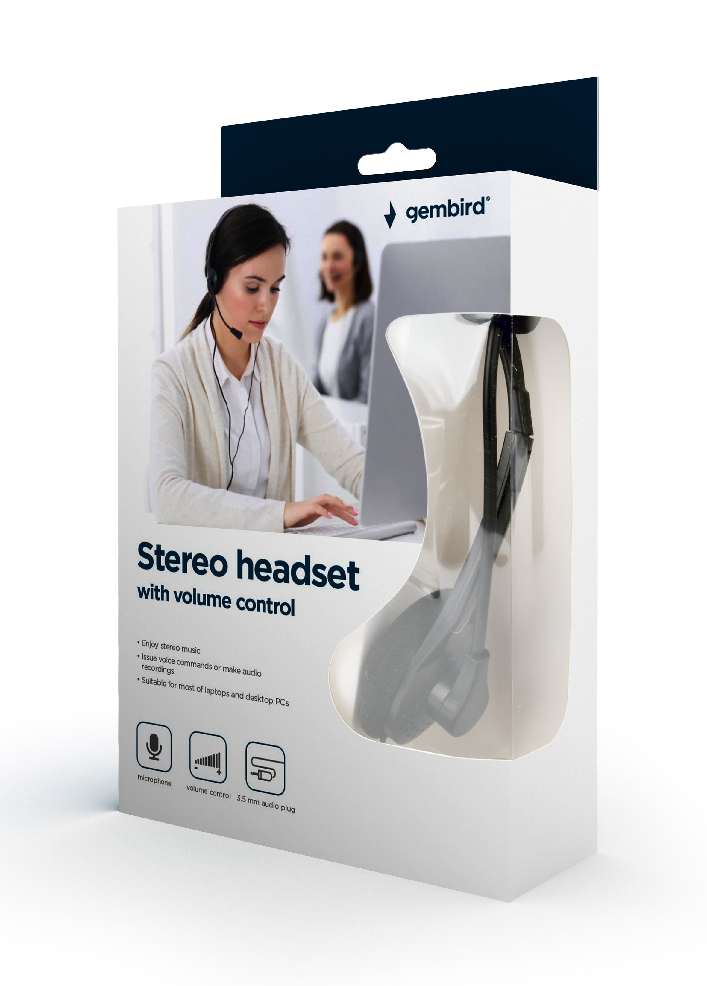 EAN 8716309080330 - Gembird MHS-123 auricular y casco Auriculares Alámbrico Diadema Llamadas/Música Negro imagen 3