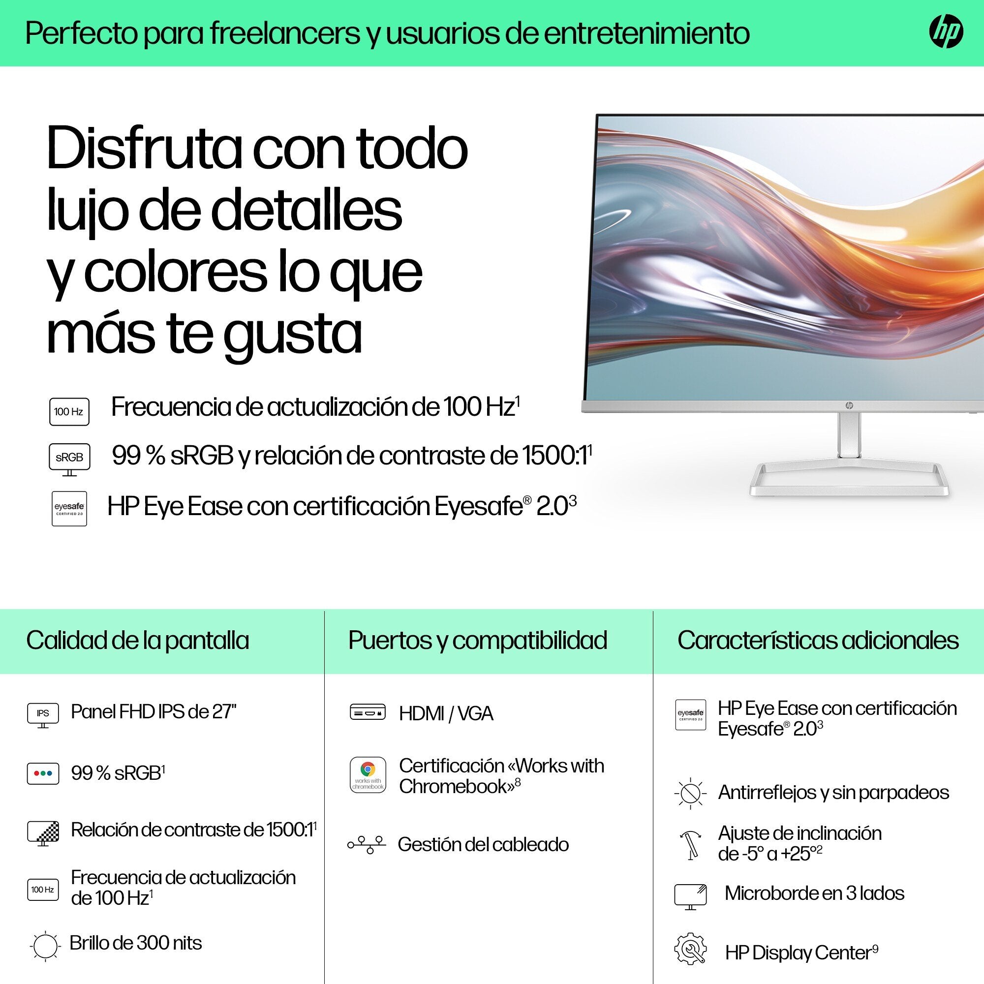EAN 0197498944944 - HP Series 5 27 inch FHD White Monitor - 527sw pantalla para PC 68,6 cm (27") 1920 x 1080 Pixeles Full HD imagen 12