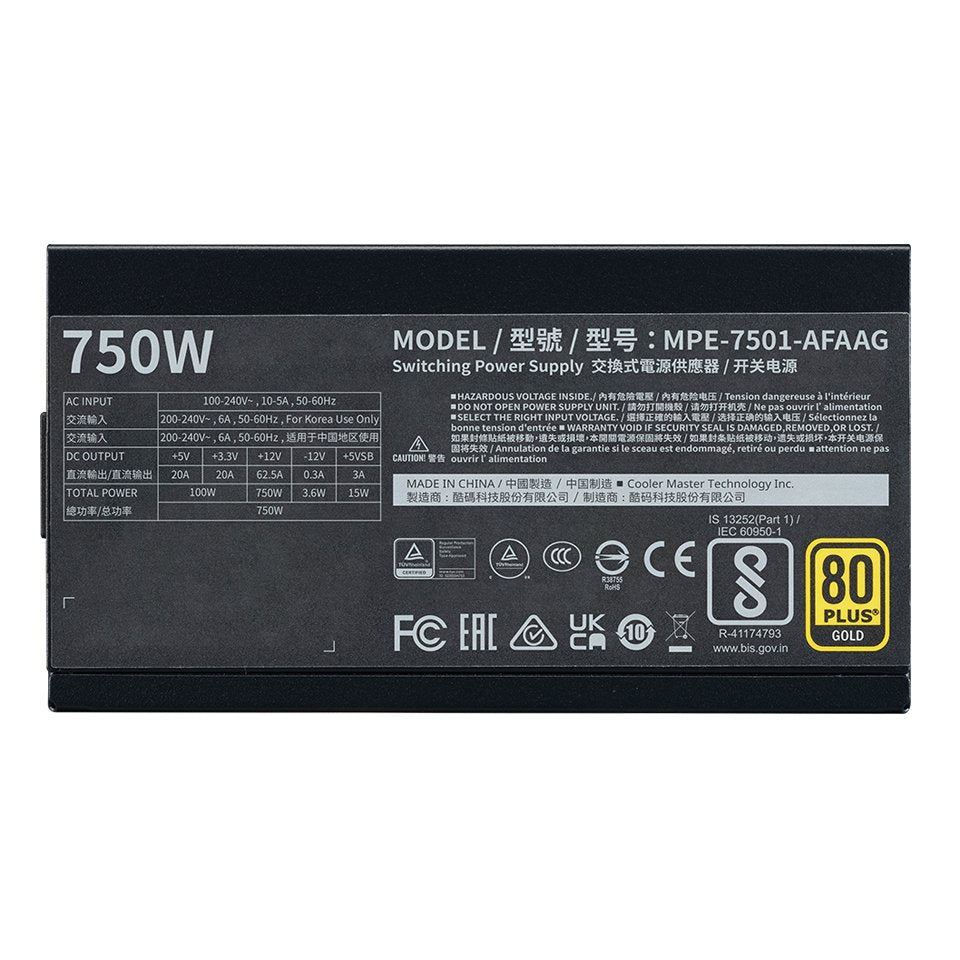 EAN 4719512152546 - Cooler Master MWE Gold 750 V2 ATX 3.1 unidad de fuente de alimentación 750 W 24-pin ATX Negro imagen 3