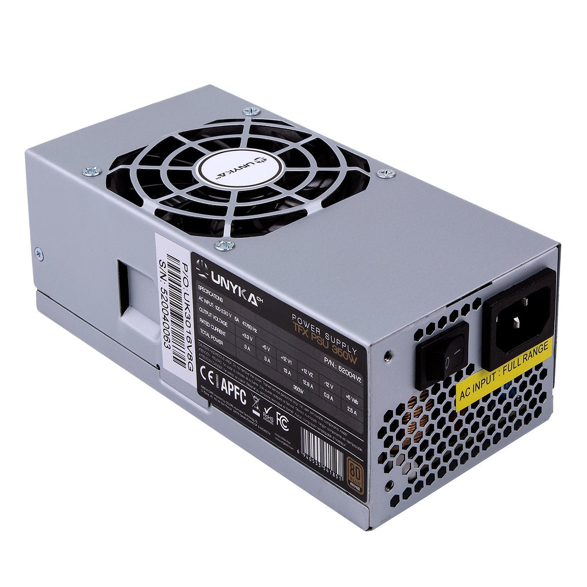 EAN 6974560221684 - UNYKAch TFX 350W 80 Plus Bronze unidad de fuente de alimentación 20+4 pin ATX Plata imagen 2