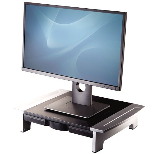 Fellowes Soporte Monitor Office Suites , Evita Tensiones De Cuello , Pantallas Hasta 36kg , 5 Alturas , Bandeja Organizadora