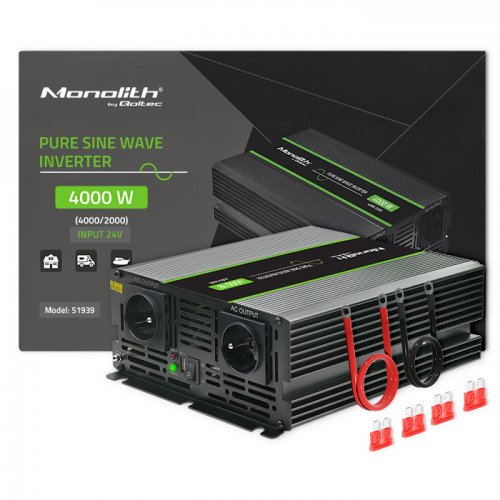 EAN 5901878519395 - Qoltec Monolith adaptador e inversor de corriente Auto 4000 W Negro imagen 2