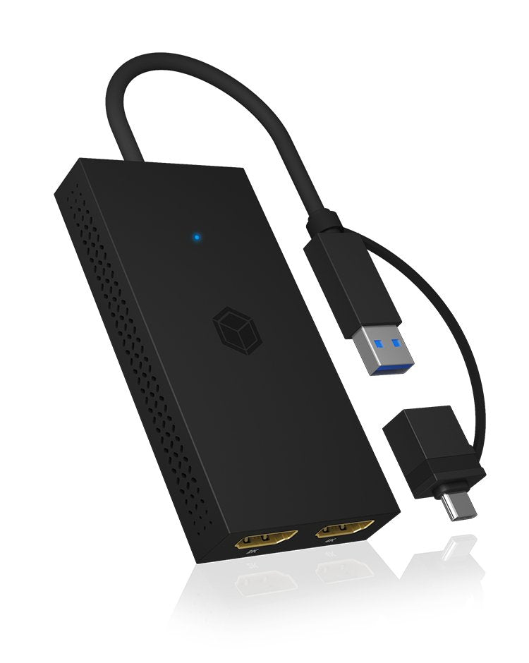 Icy Box Ib-Spl1029ac Usb 3.2 Splitter 2 X Hdmi Negro