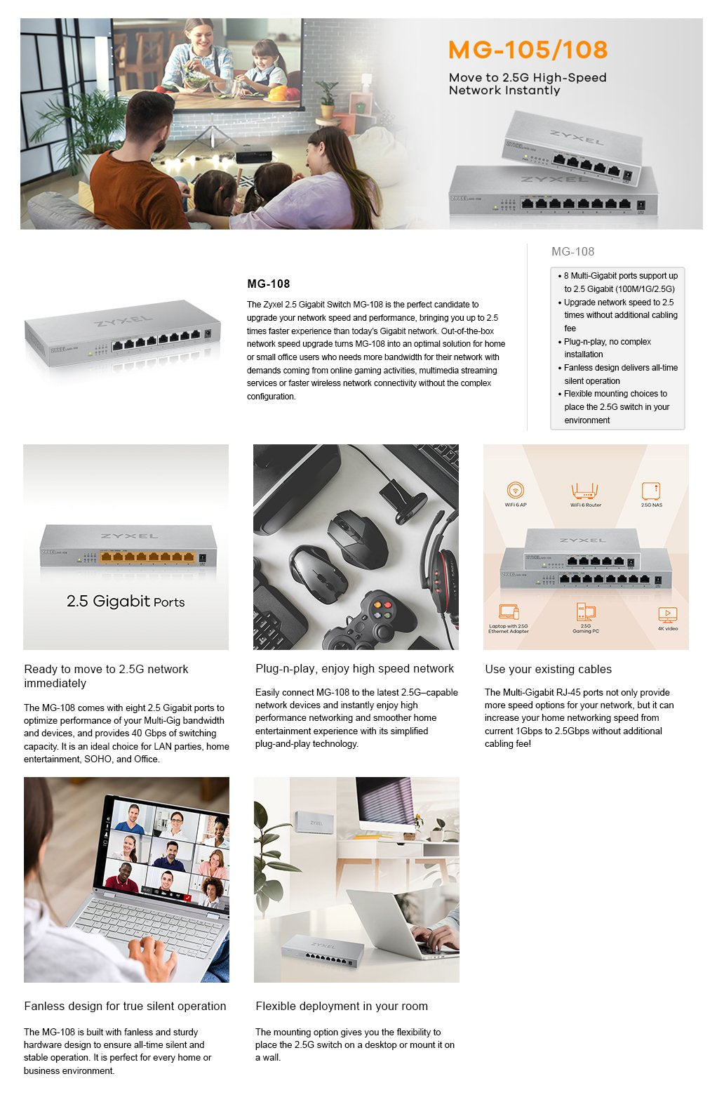 Zyxel Switch 8x Puertos Desktop 2.5g Multigig