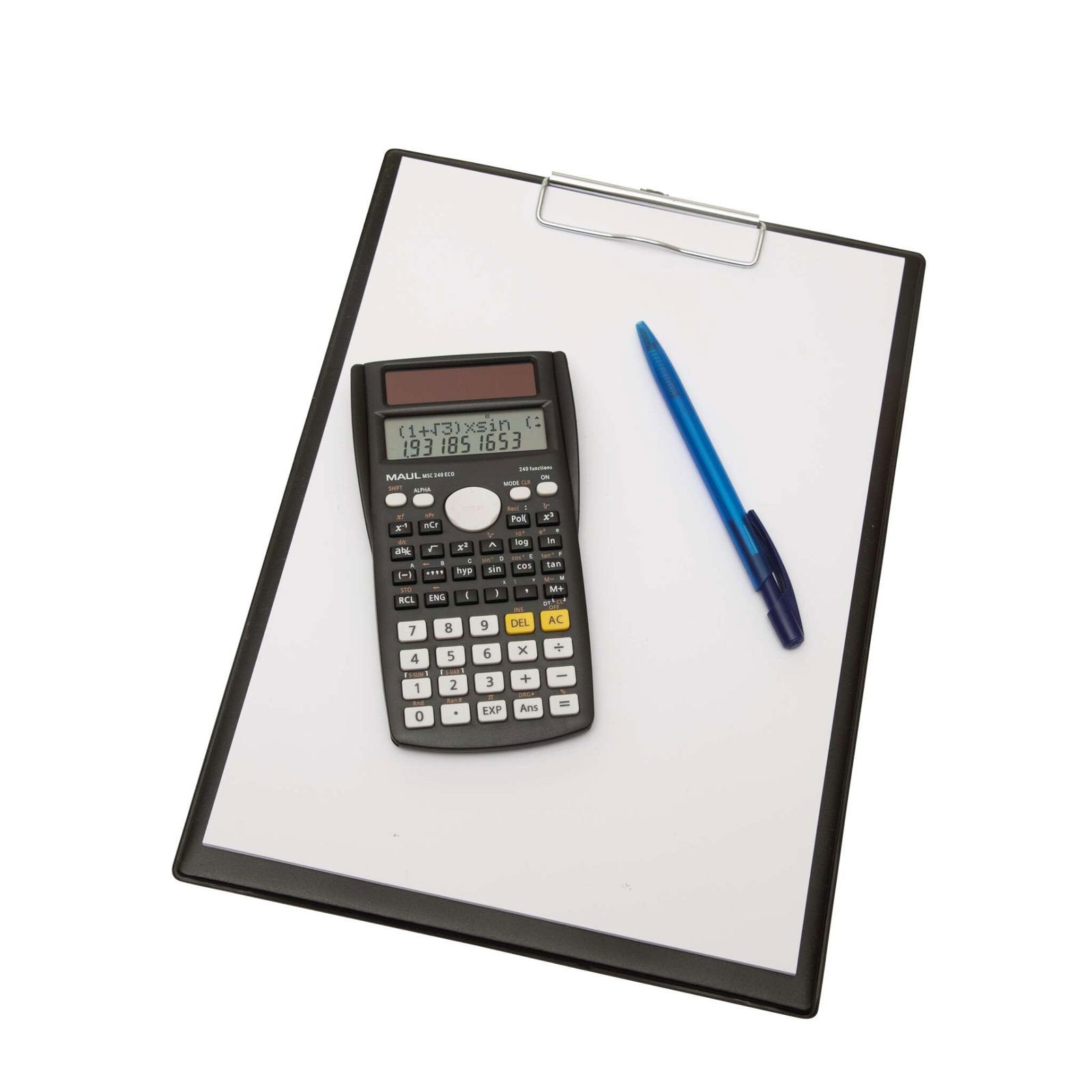 Maul Msc 240 Eco Calculadora De Escritorio Solar, Calculadora Científica Con Pantalla De Dos Líneas, 80% Plástico Reciclado, Negro, 16,1 X 8,5 X 2,1 Cm Para Oficina, Taller, Escuela