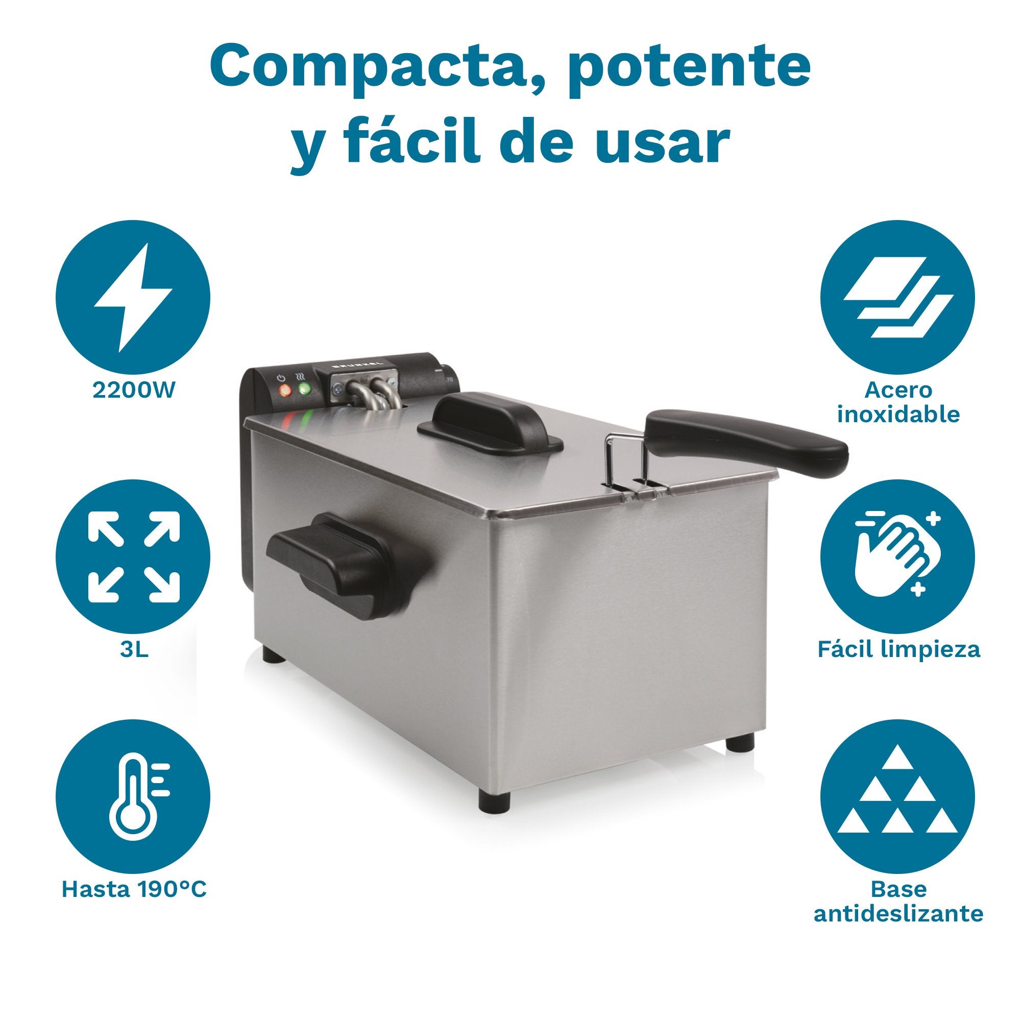 EAN 8426156018812 - Grunkel FRYPRO-3SS freidora Sencillo 3 L Independiente 2000 W Acero inoxidable imagen 2