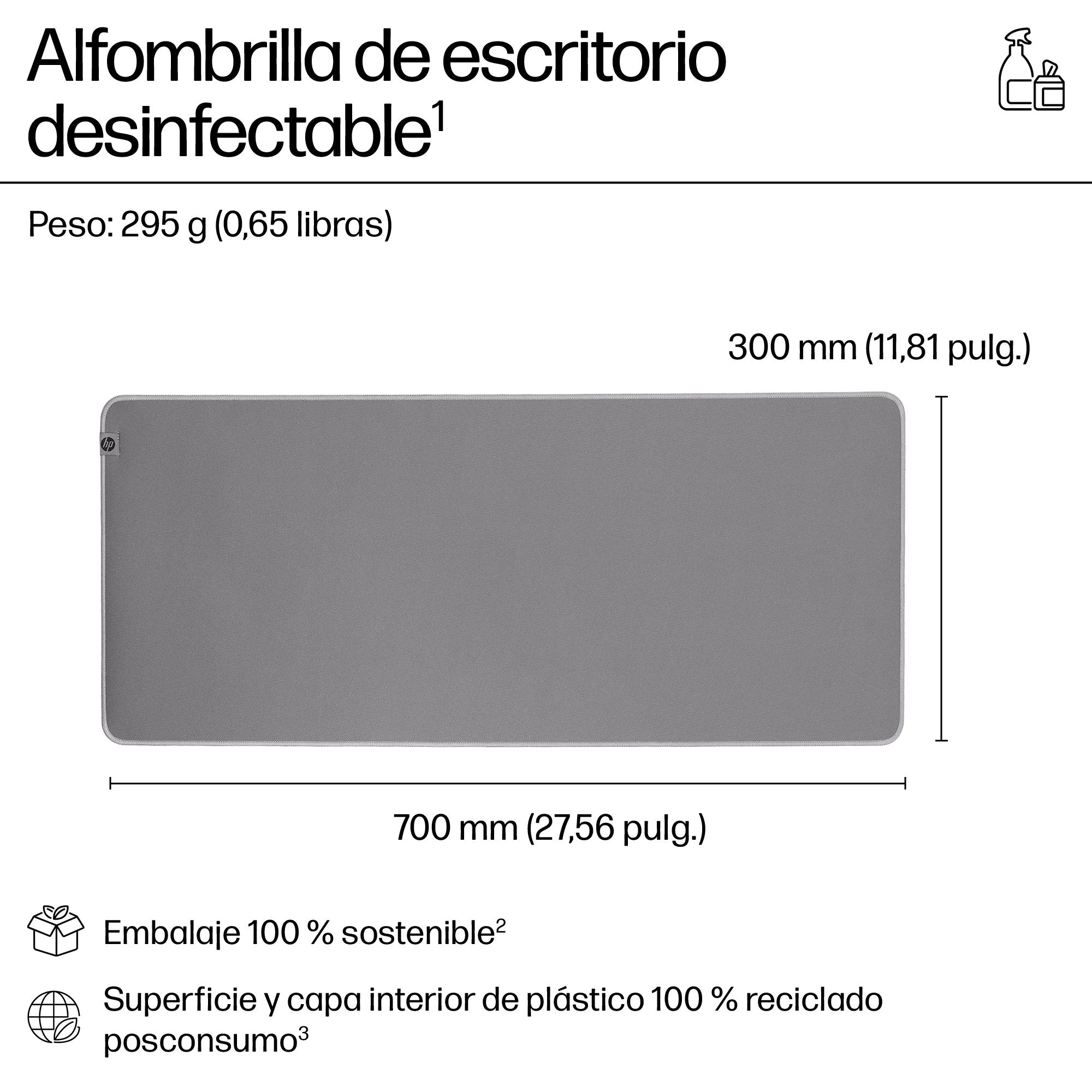 EAN 0197498446783 - HP 200 Sanitizable Desk Mat Gris imagen 2