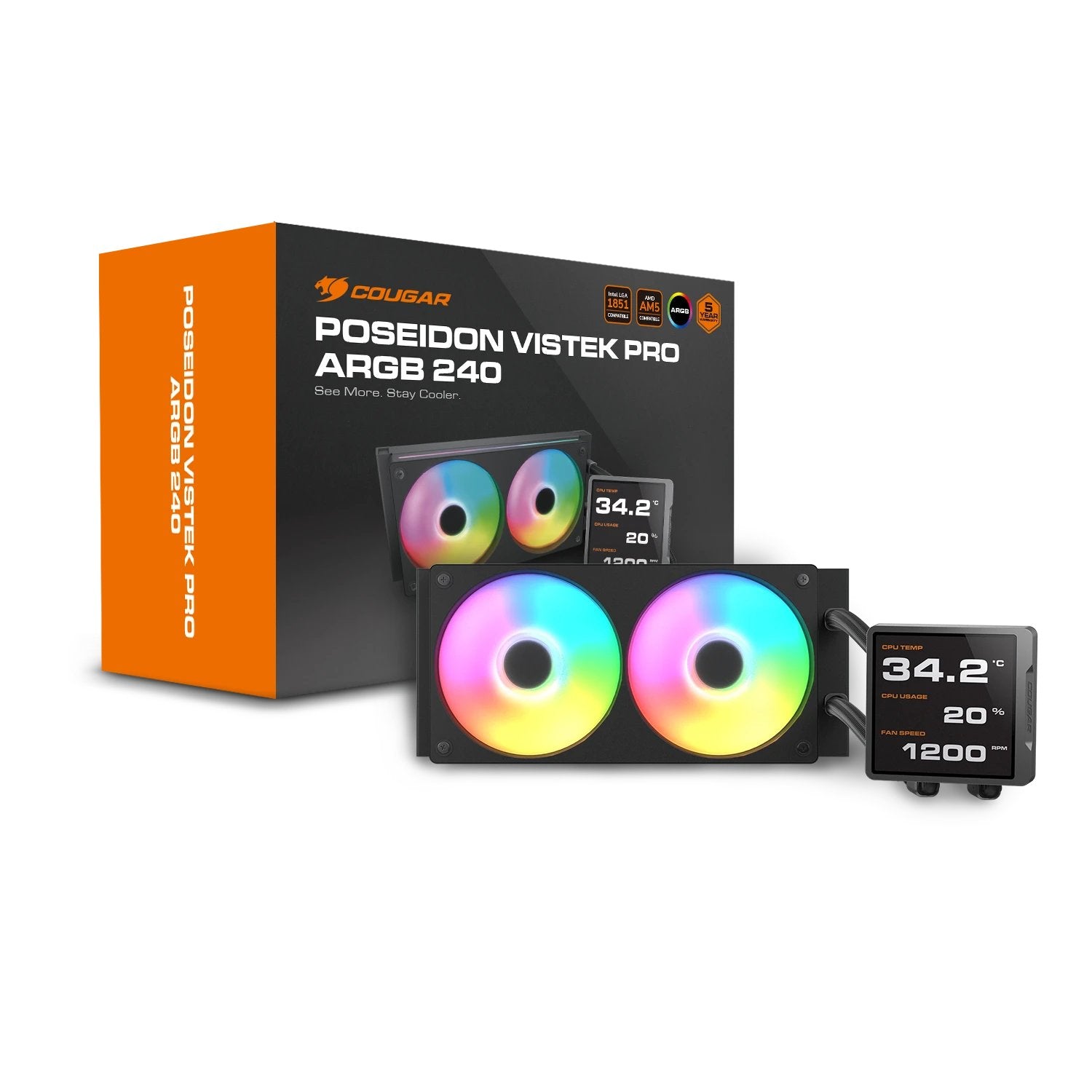 Cougar Cpu Refrigeracion Liquida Poseidon Vimek Pro 240,Argb,Negro