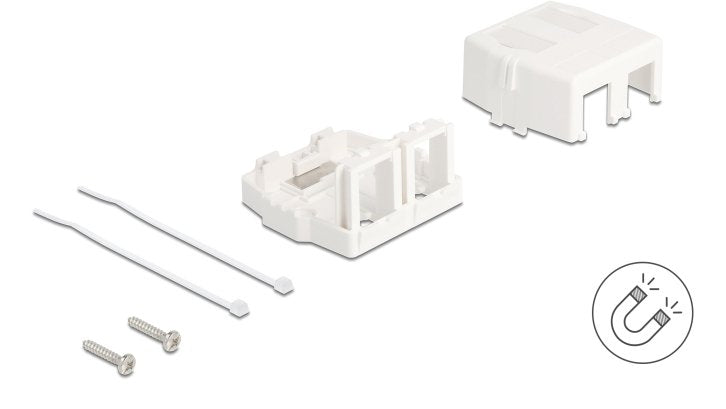 Keystone Leergehäuse 2 Port Mit Magnetischer Unterseite, Weiss