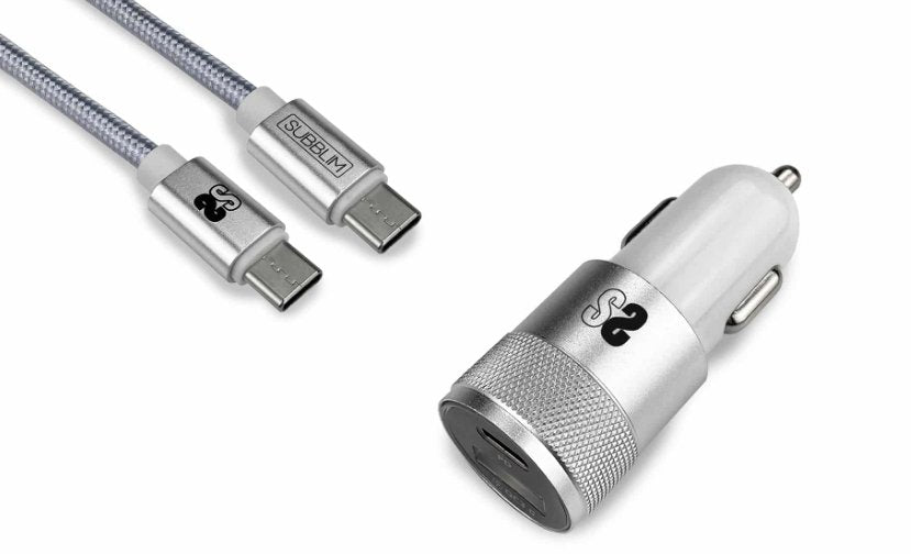 EAN 8436586742102 - SUBBLIM SUBCHG-5CPD10 cargador de dispositivo móvil Smartphone Plata Encendedor de cigarrillos, USB Carga imagen 1