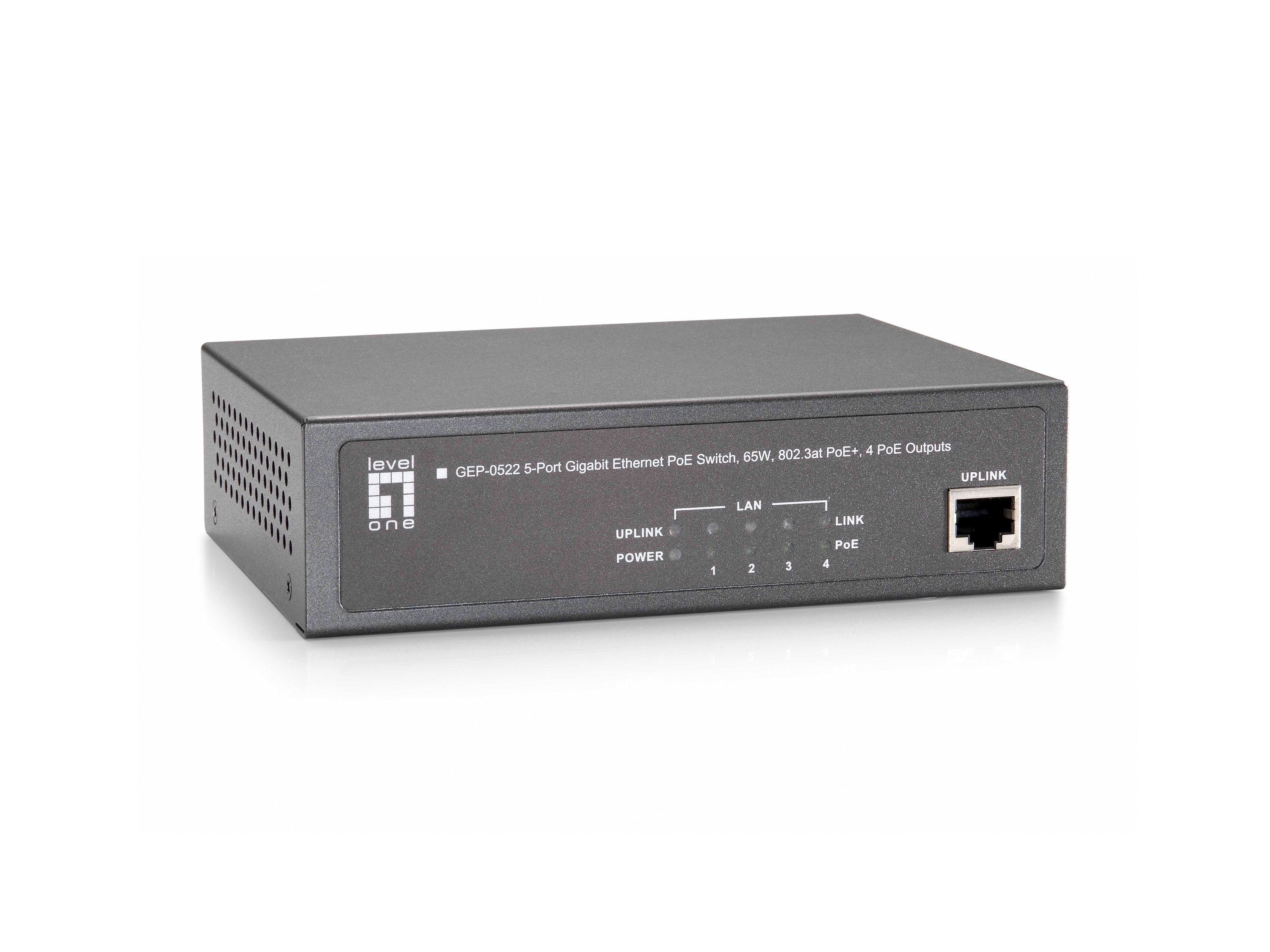 Levelone Switch 5x Ge Gep-0522 65w 4xpoe