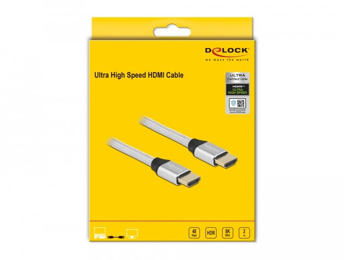Delock Ultra High Speed Hdmi Cable 48 Gbps 8k 60 Hz Plata 2 M Certificado