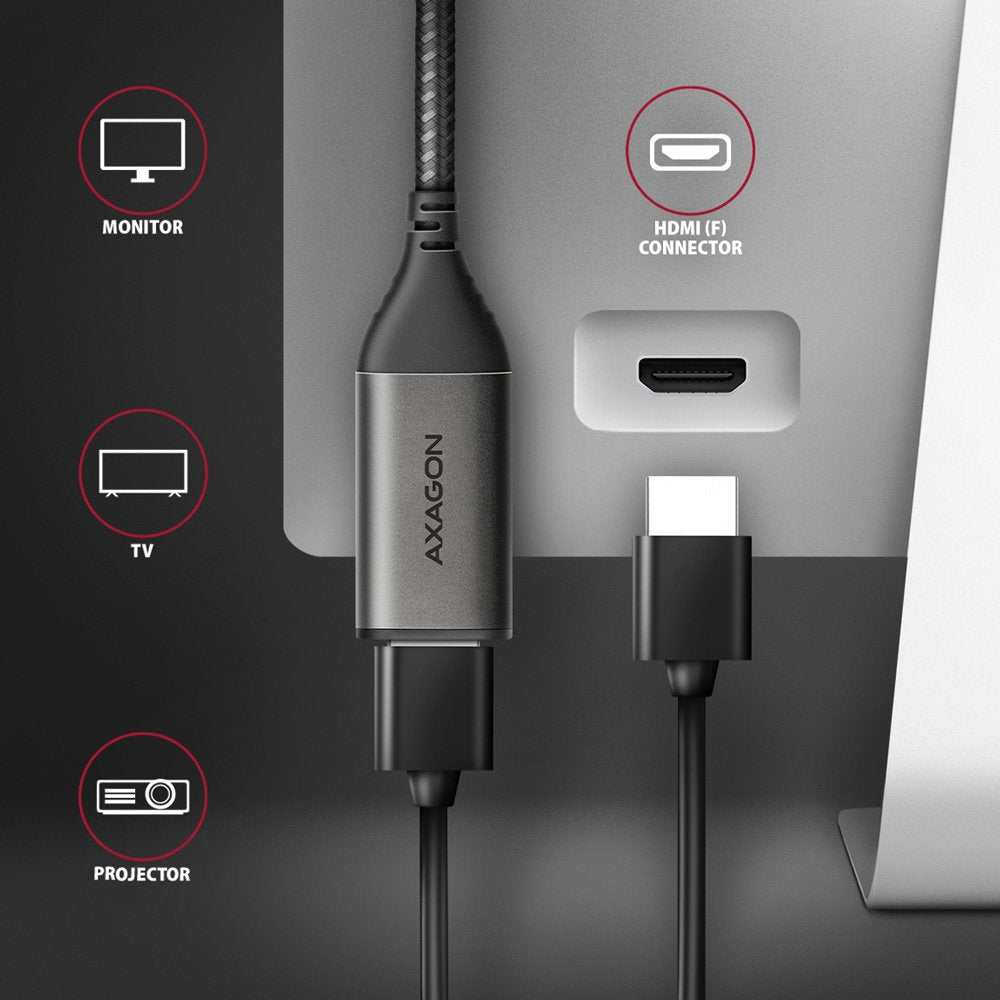 EAN 8595247907141 - Axagon RVC-HI2M adaptador de cable de vídeo 0,25 m USB Tipo C HDMI Negro imagen 4