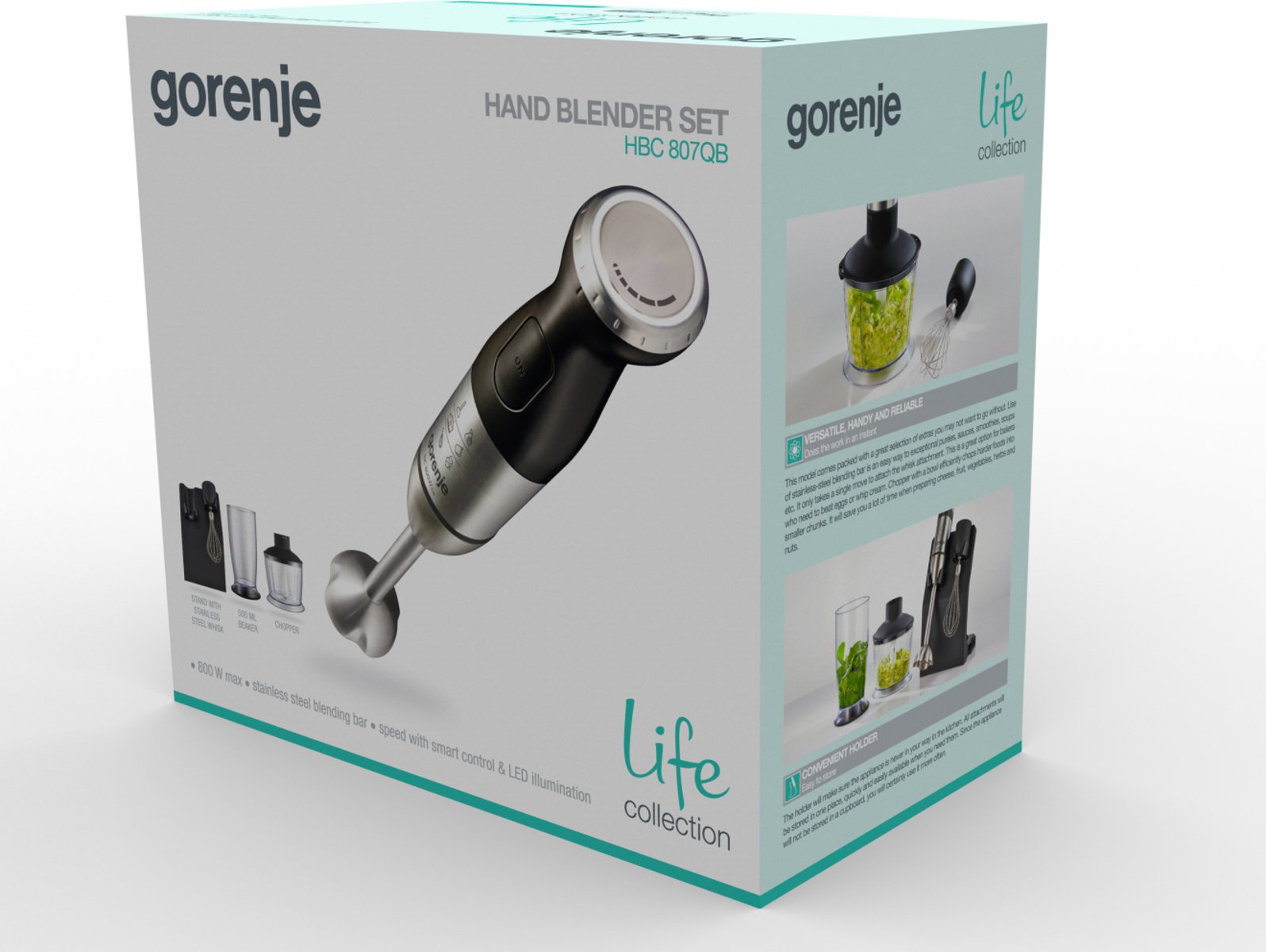 EAN 3838782393914 - Gorenje HBC807QB 0,5 L Batidora de mano 800 W Negro, Acero inoxidable imagen 4