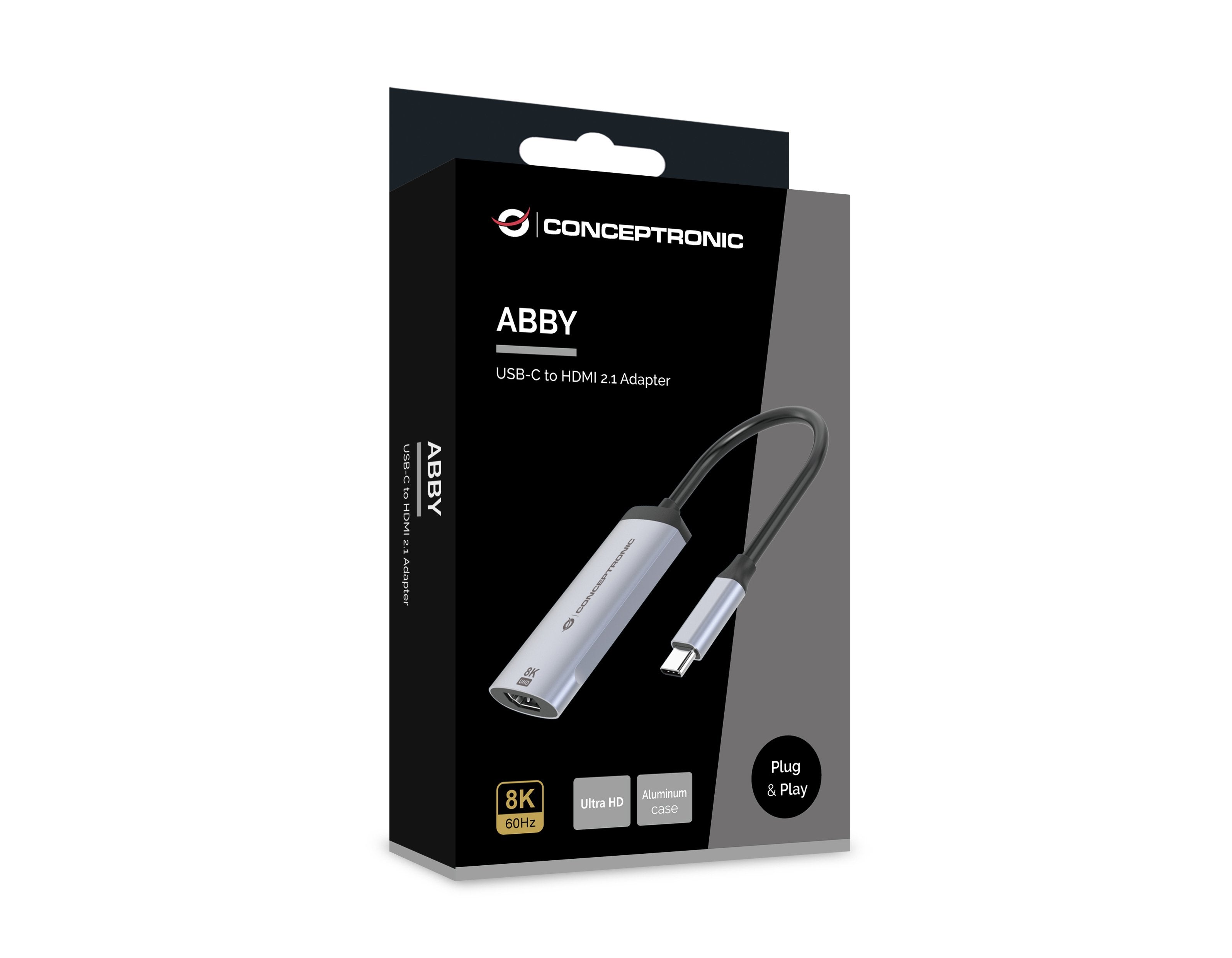 Adaptador Usb-C A Hdmi 2.1 Conceptronic 8k 60hz Carcasa Aluminio Abby23g