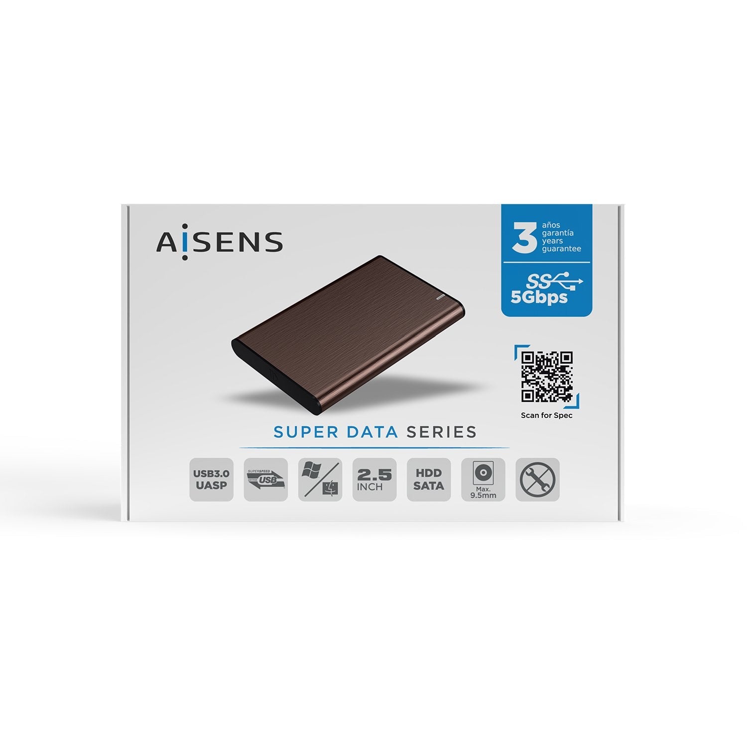 EAN 8436574706338 - AISENS ASE-2525BWN caja para disco duro externo Caja de disco duro (HDD) Marrón 2.5" imagen 6